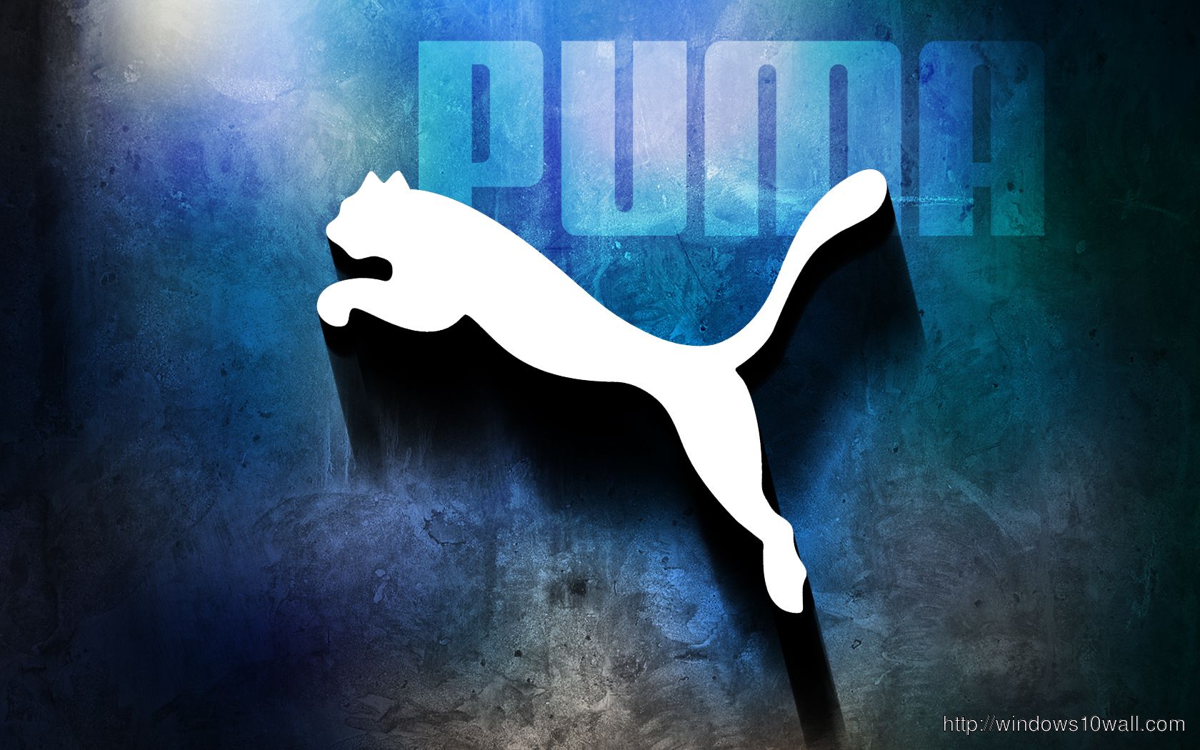 Logo Puma bianco sfondo blu, 1680x1050 HD, Desktop