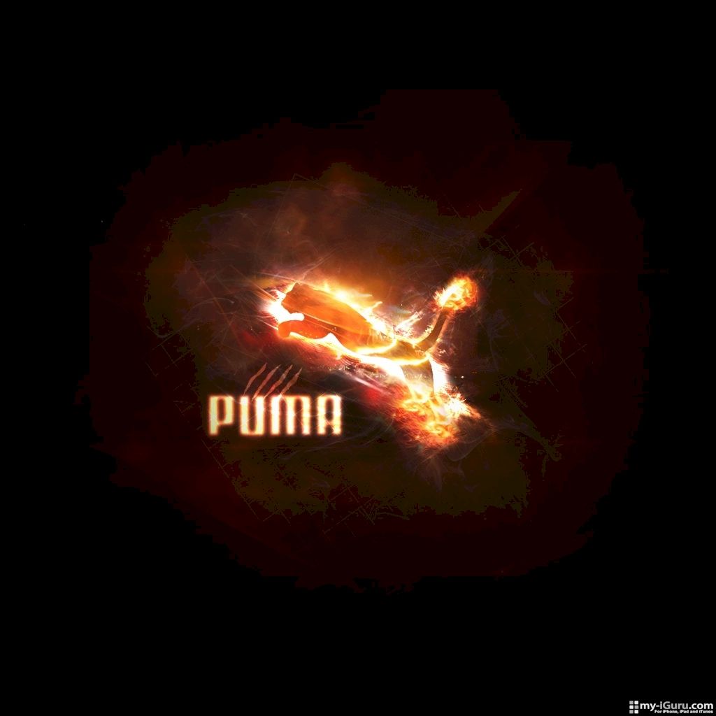 Logo Puma fiammeggiante nero, 1024x1024 HD, PC Desktop
