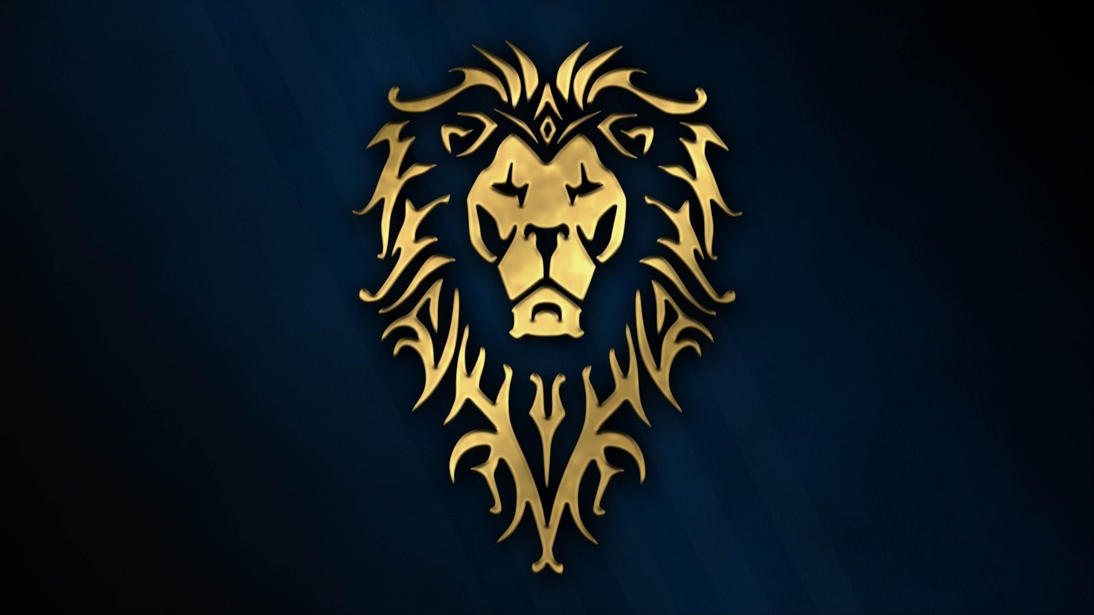 Logo leone dorato Warcraft, 3840x2160 4K, Desktop 4K