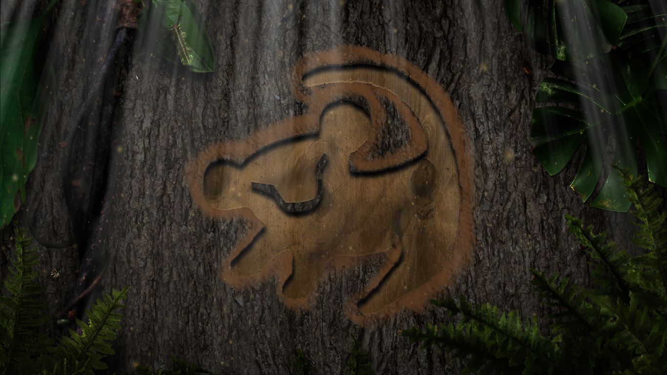 Simbolo Simba inciso corteccia, 1366x768 HD, Desktop