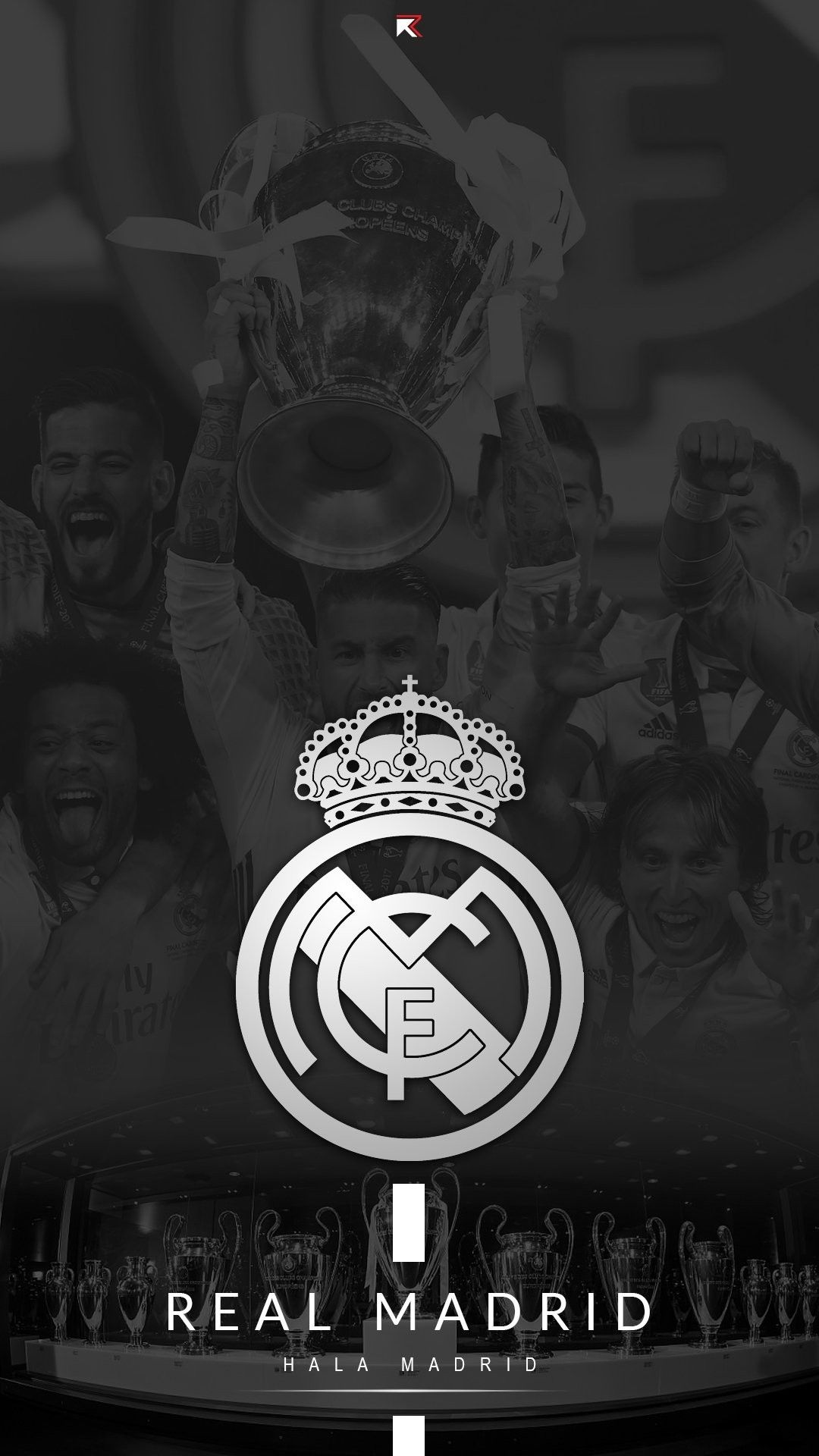 Stemma Real Madrid bianco nero, calcio, 1080x1920 Verticale, Mobile