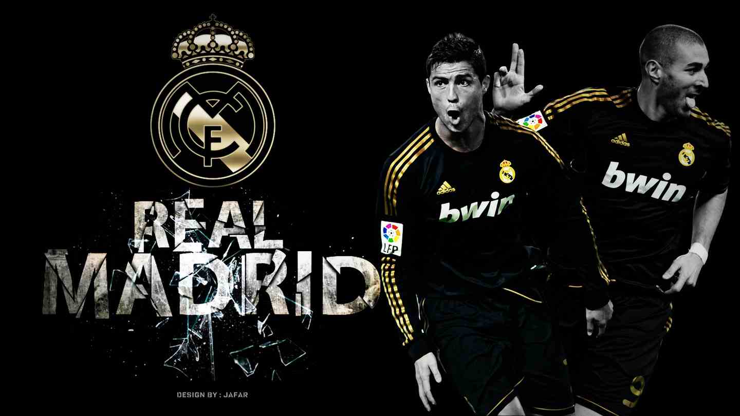 Real Madrid, giocatori calcio nero, 1440x810 HD, PC Desktop