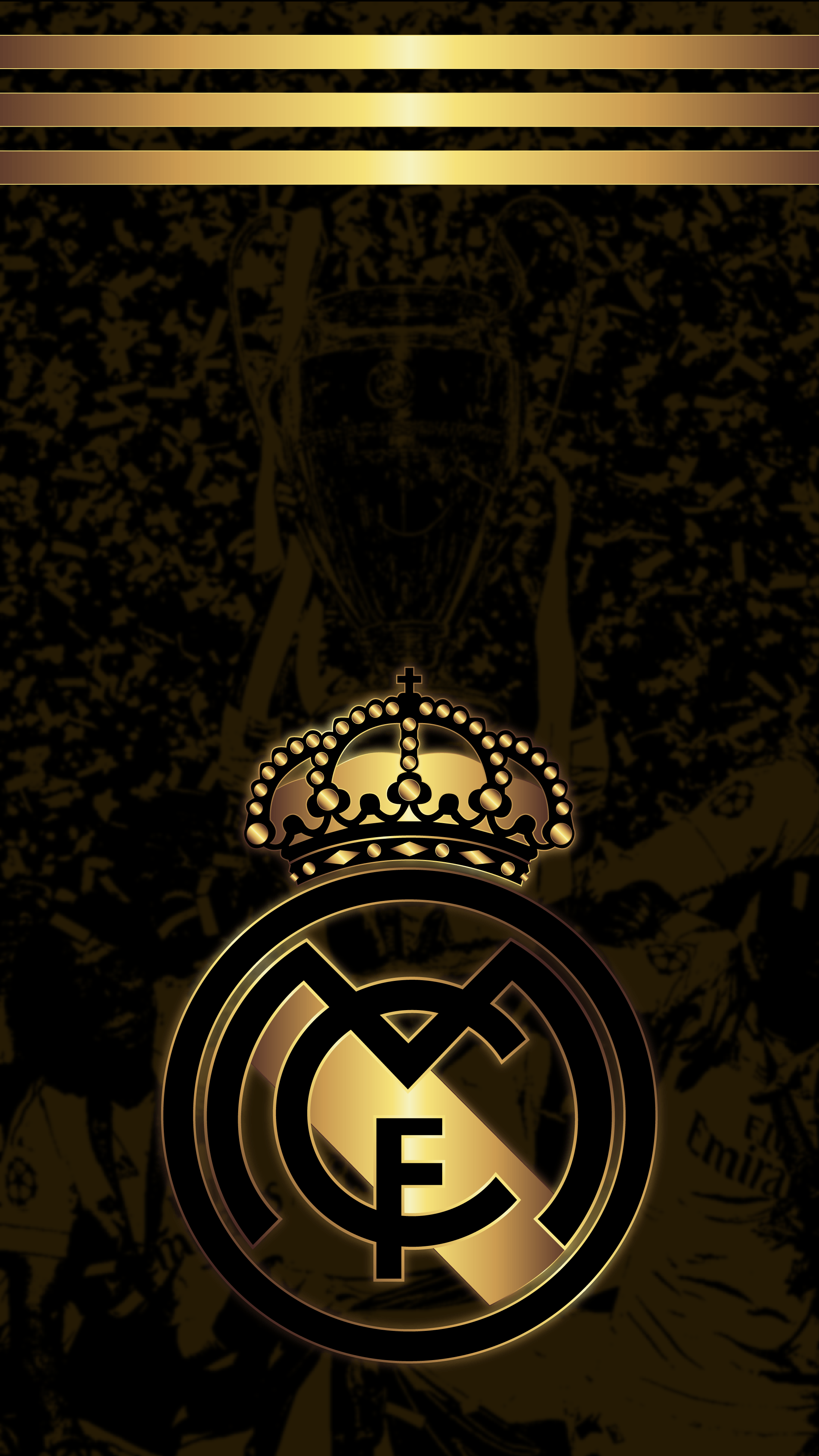 Logo Real Madrid oro nero, calcio, 2160x3840 Verticale, Mobile