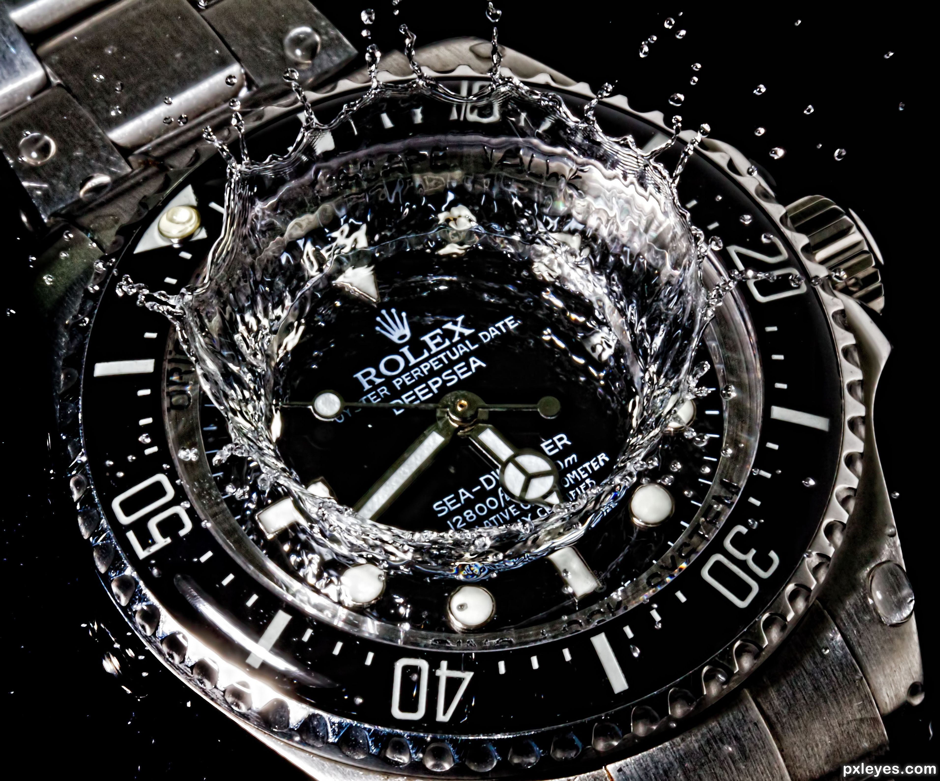 Orologio Rolex con schizzo d'acqua, 3825x3180 2K, Desktop