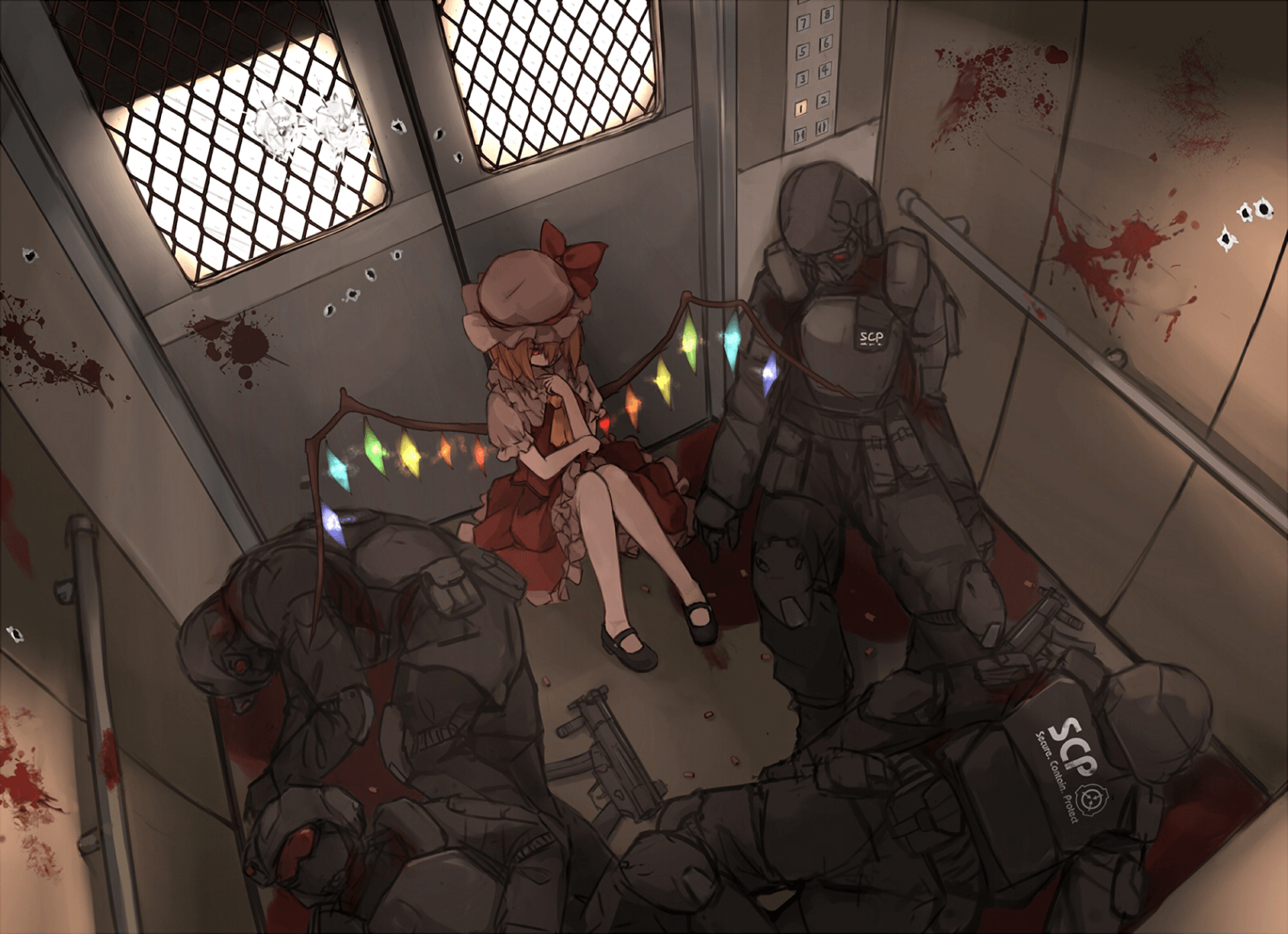 Ragazza anime tra soldati SCP, 1920x1392 WUXGA, Desktop