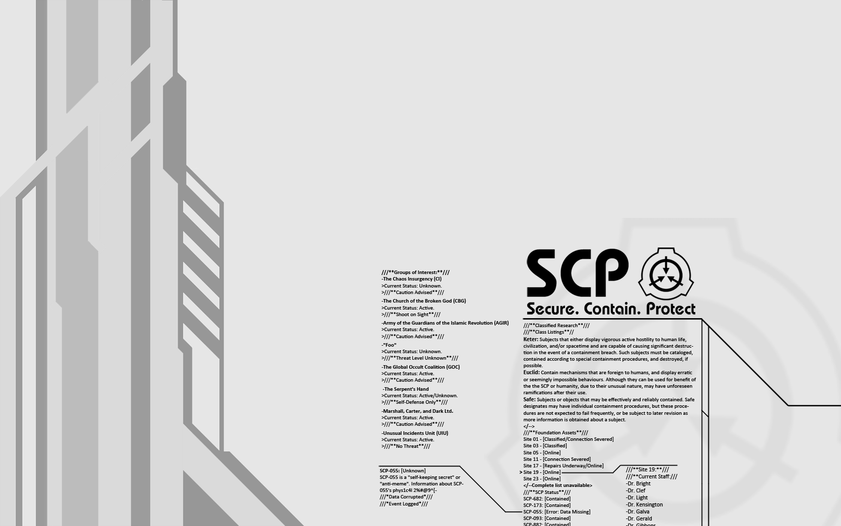 Logo SCP Foundation grigio, 1680x1050 HD Ready, PC