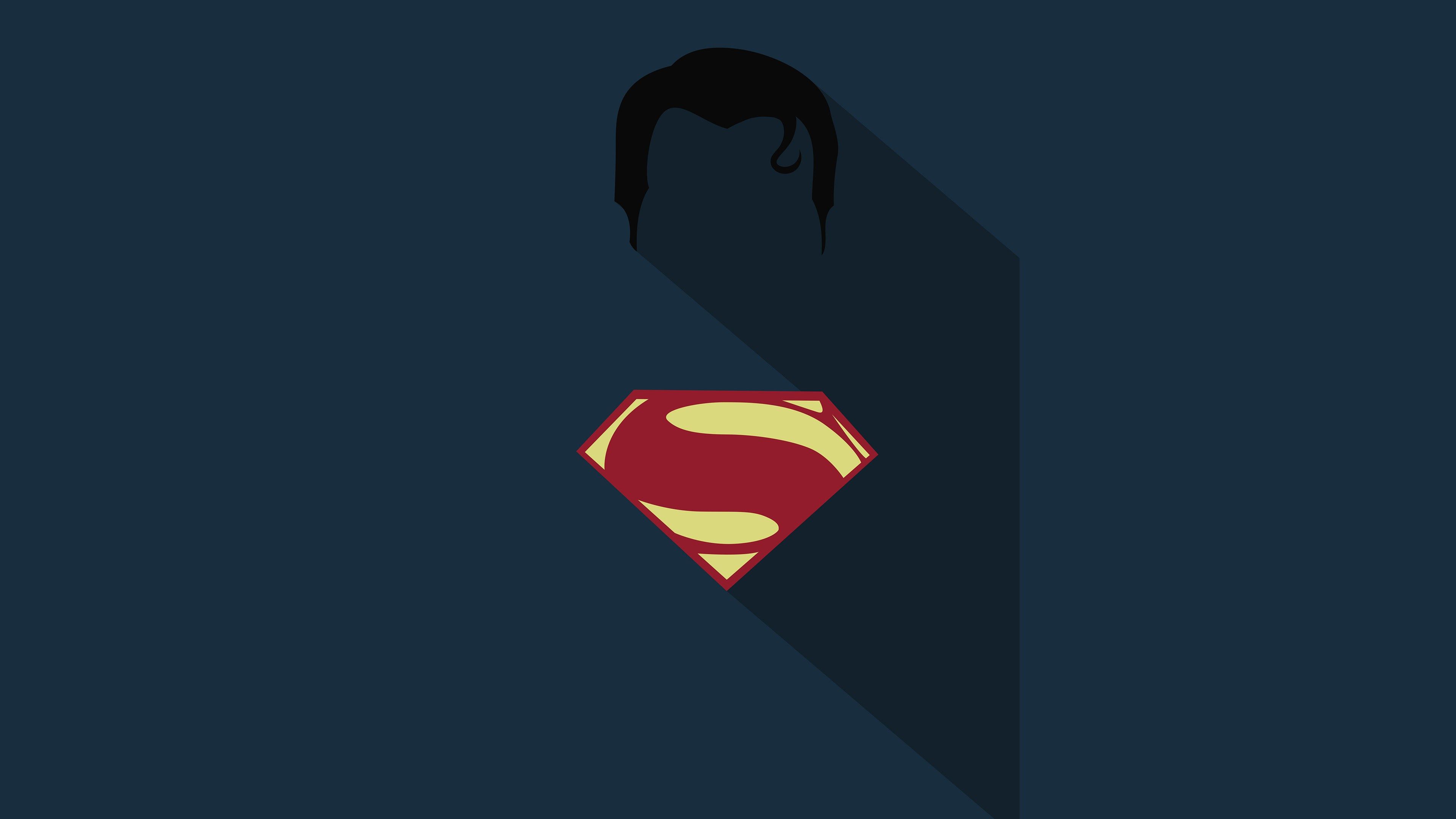 Logo Superman minimalista blu, 3840x2160 4K, PC Desktop