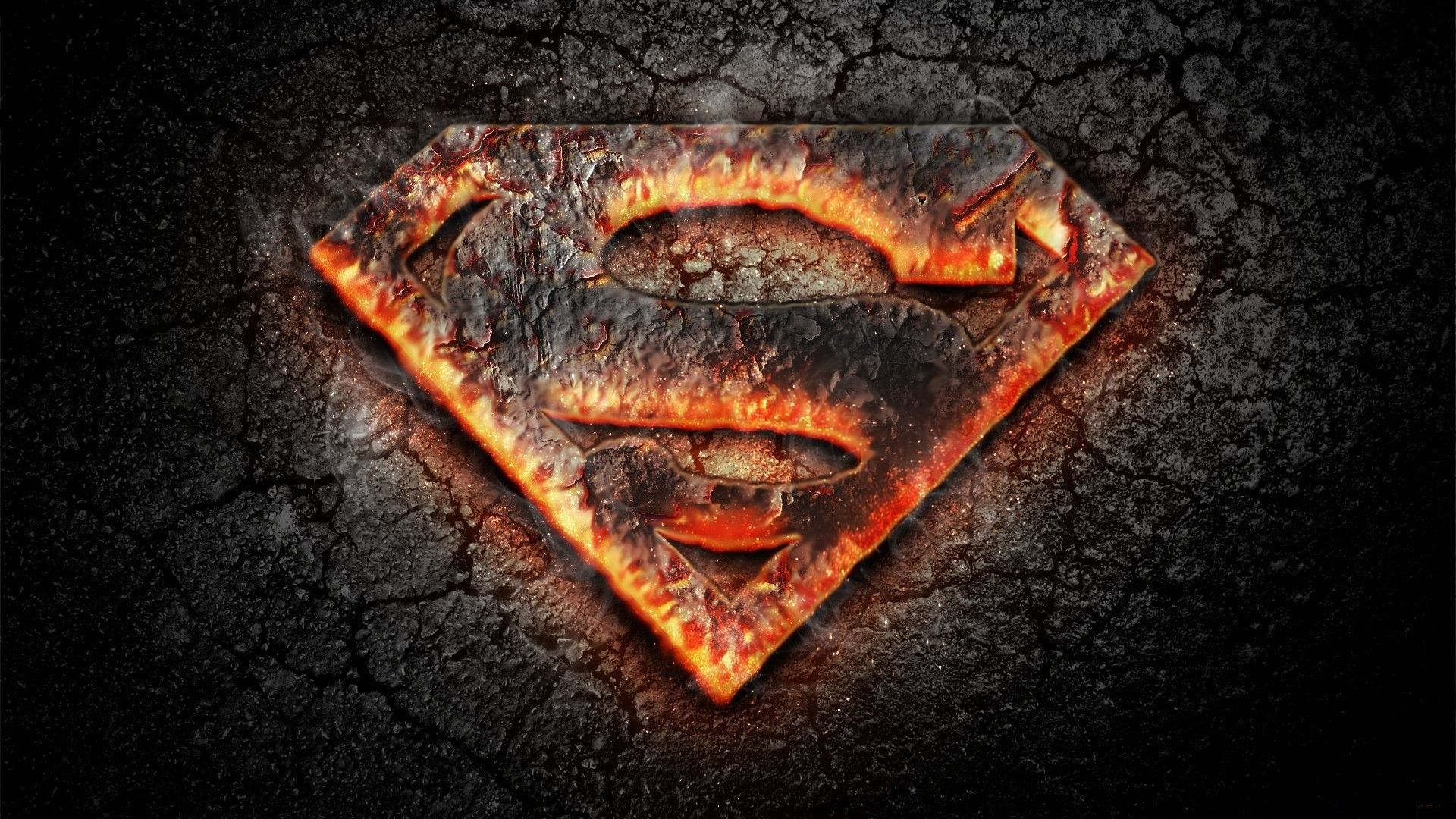 Logo Superman fiammeggiante crepato, 1920x1080 Full HD, Monitor Gaming