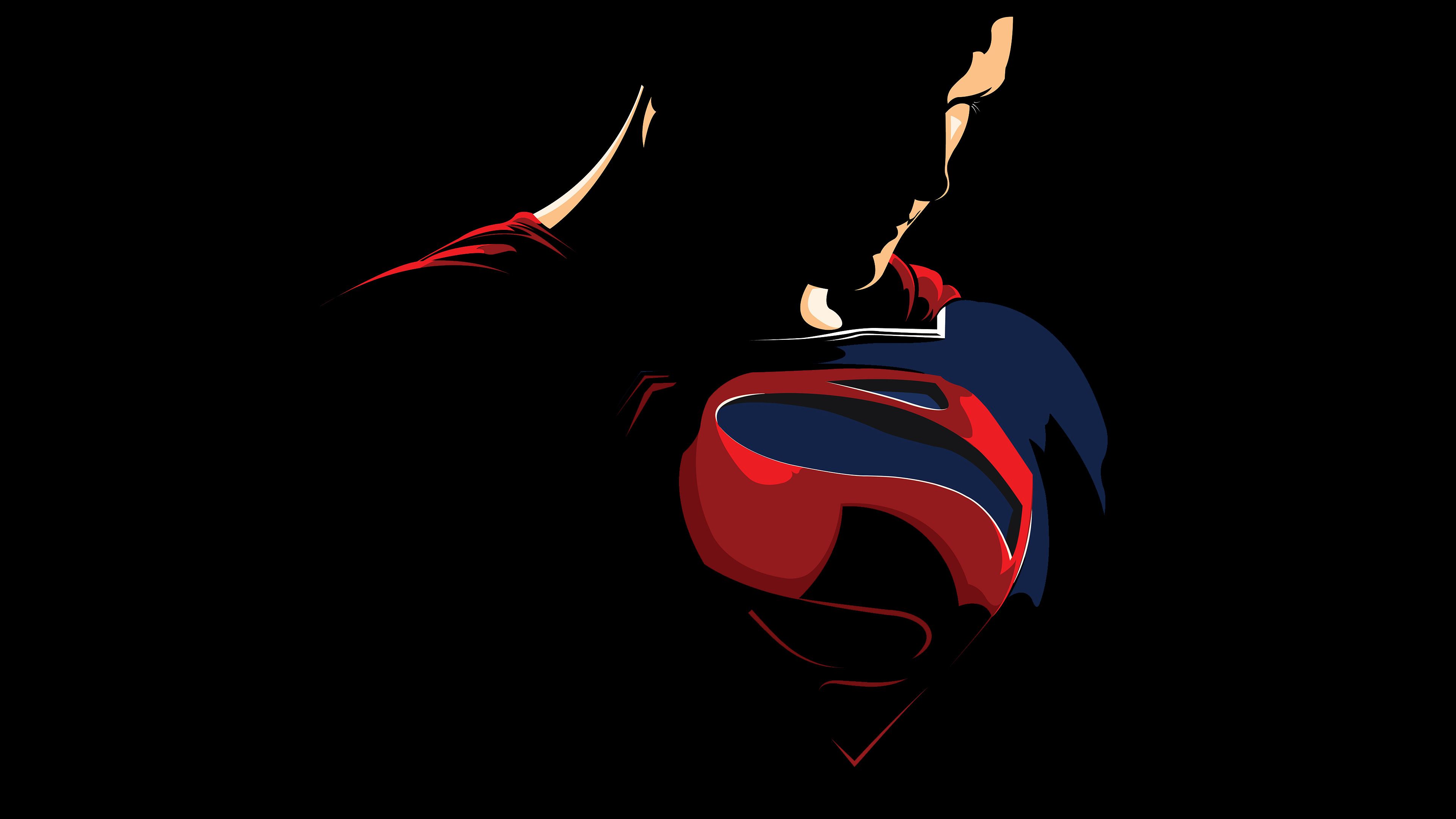 Logo Superman minimalista sfondo nero, 3840x2160 Ultra HD, PC
