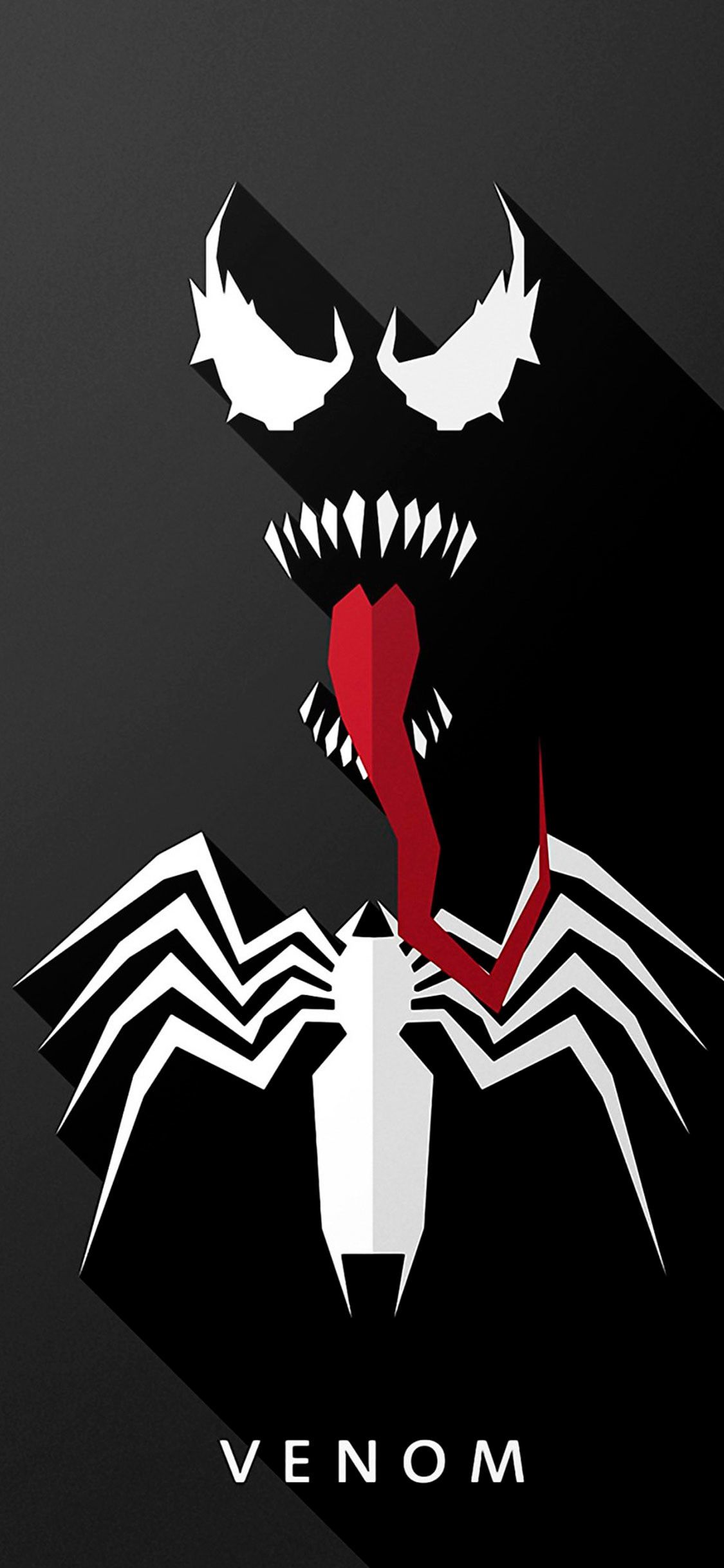 Logo Venom bianco nero, Marvel, 1125x2436 Verticale, Telefono