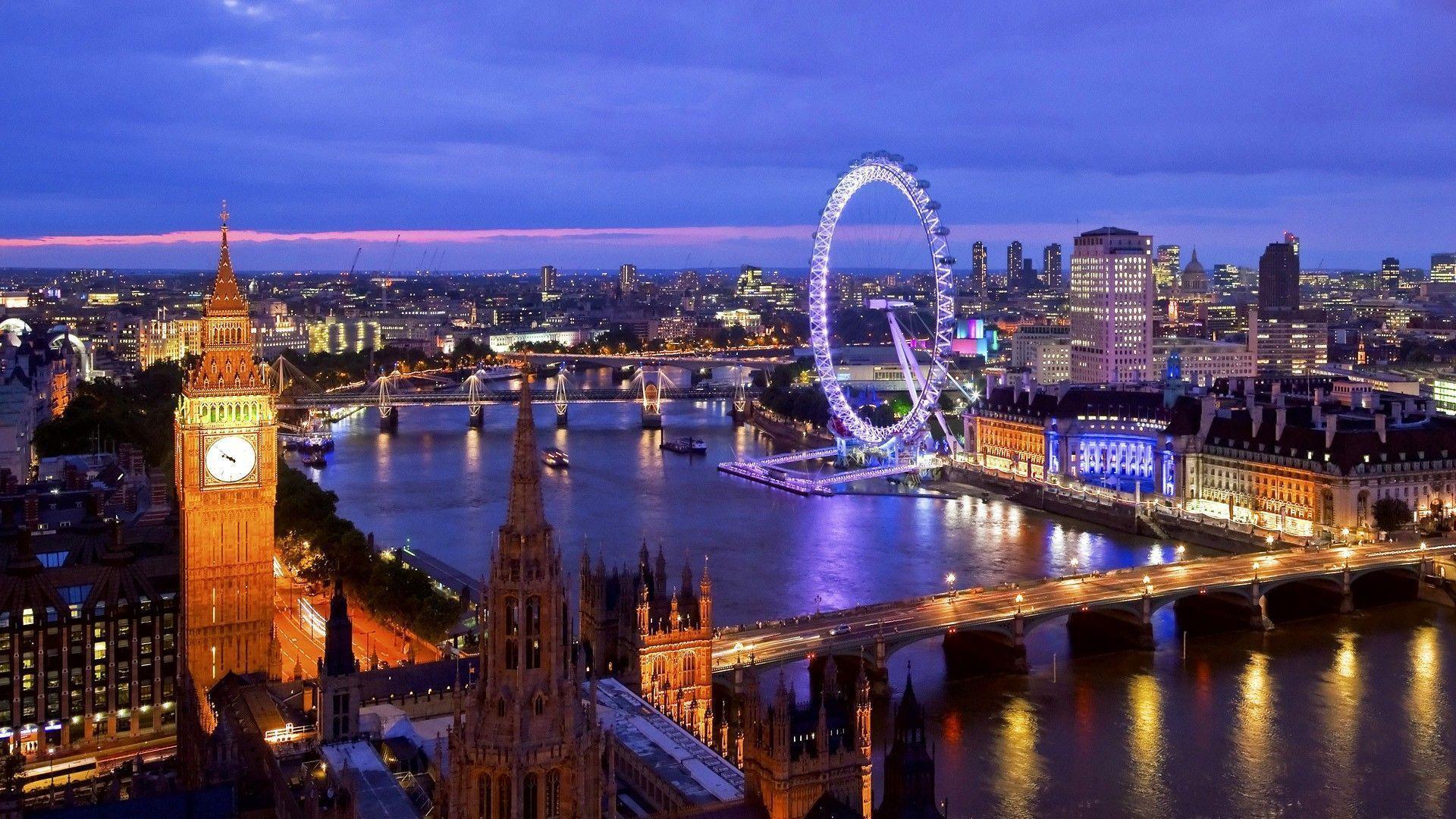 London Eye e Big Ben notturni sul Tamigi, 1920x1080 Full HD 1080p, Desktop