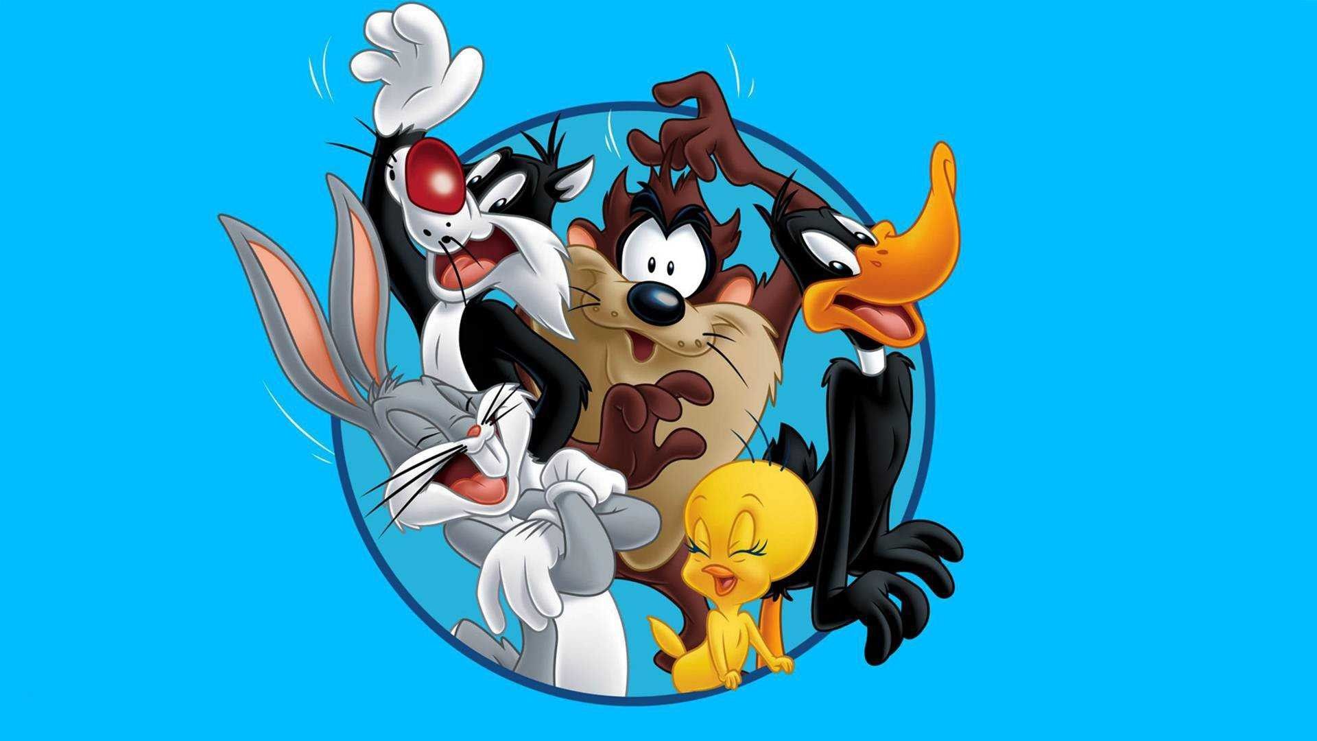 Personaggi Looney Tunes sfondo blu, Warner Bros, 1920x1080 Full HD, PC
