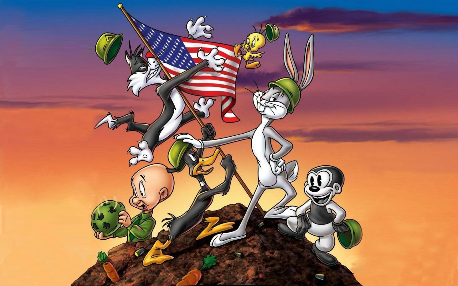 Personaggi Looney Tunes bandiera americana, 1920x1200 Full HD+, PC Desktop