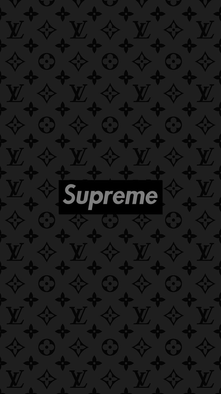Supreme Louis Vuitton pattern nero, moda di lusso, 720x1280 Verticale, iPhone Pro Max