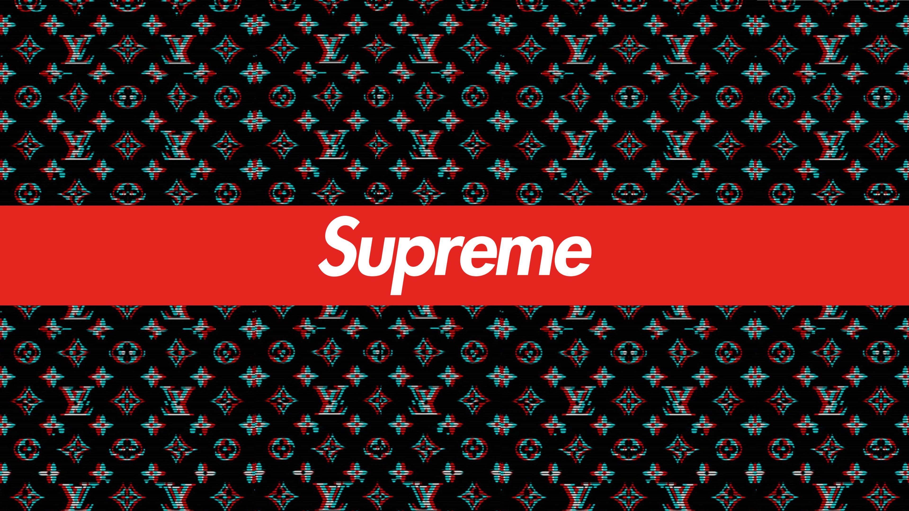 Pattern Louis Vuitton logo Supreme, New York, 3840x2160 UHD, PC 4K
