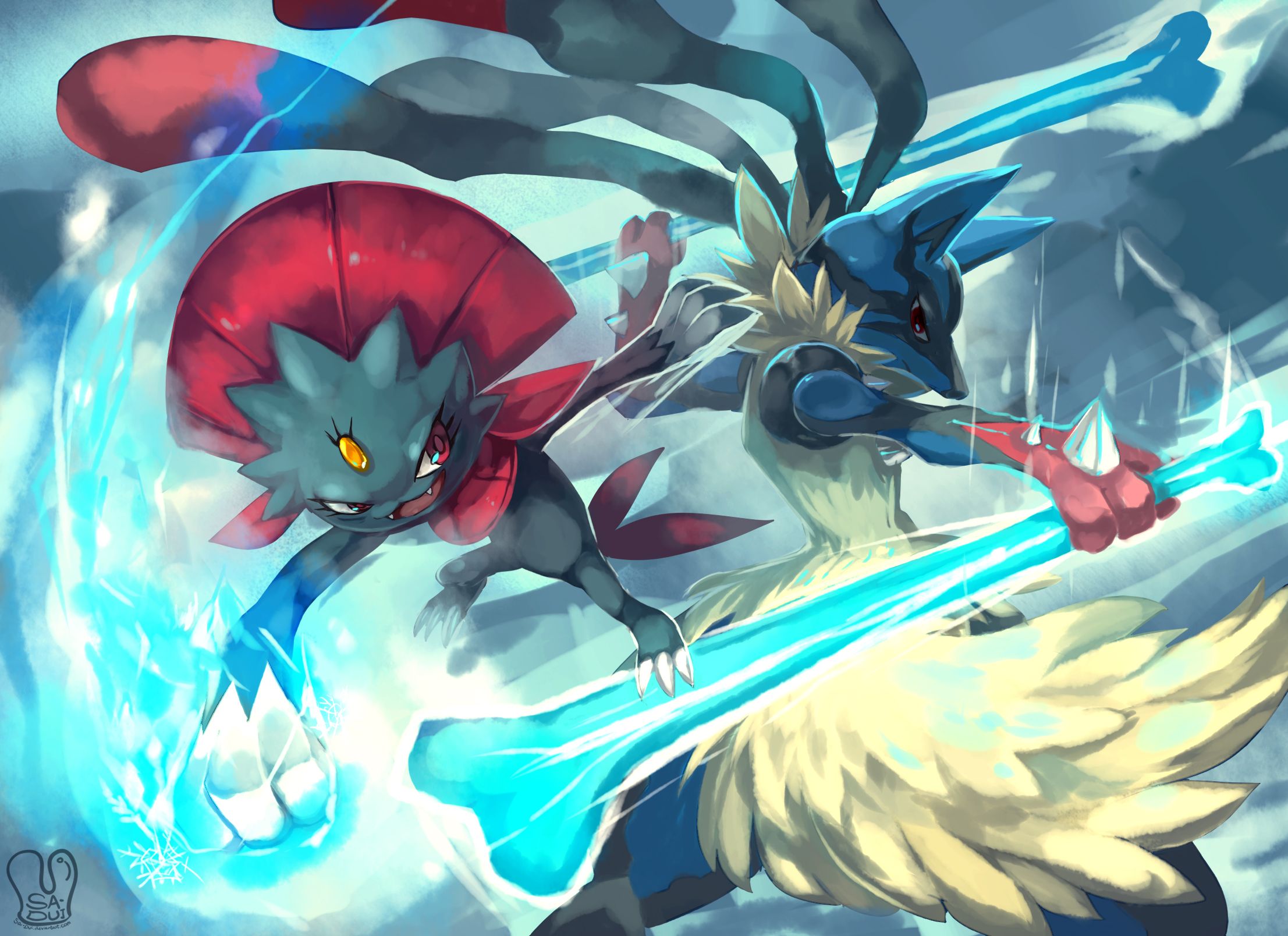 Mega Lucario contro Weavile, 2213x1608 Hi-Res, PC