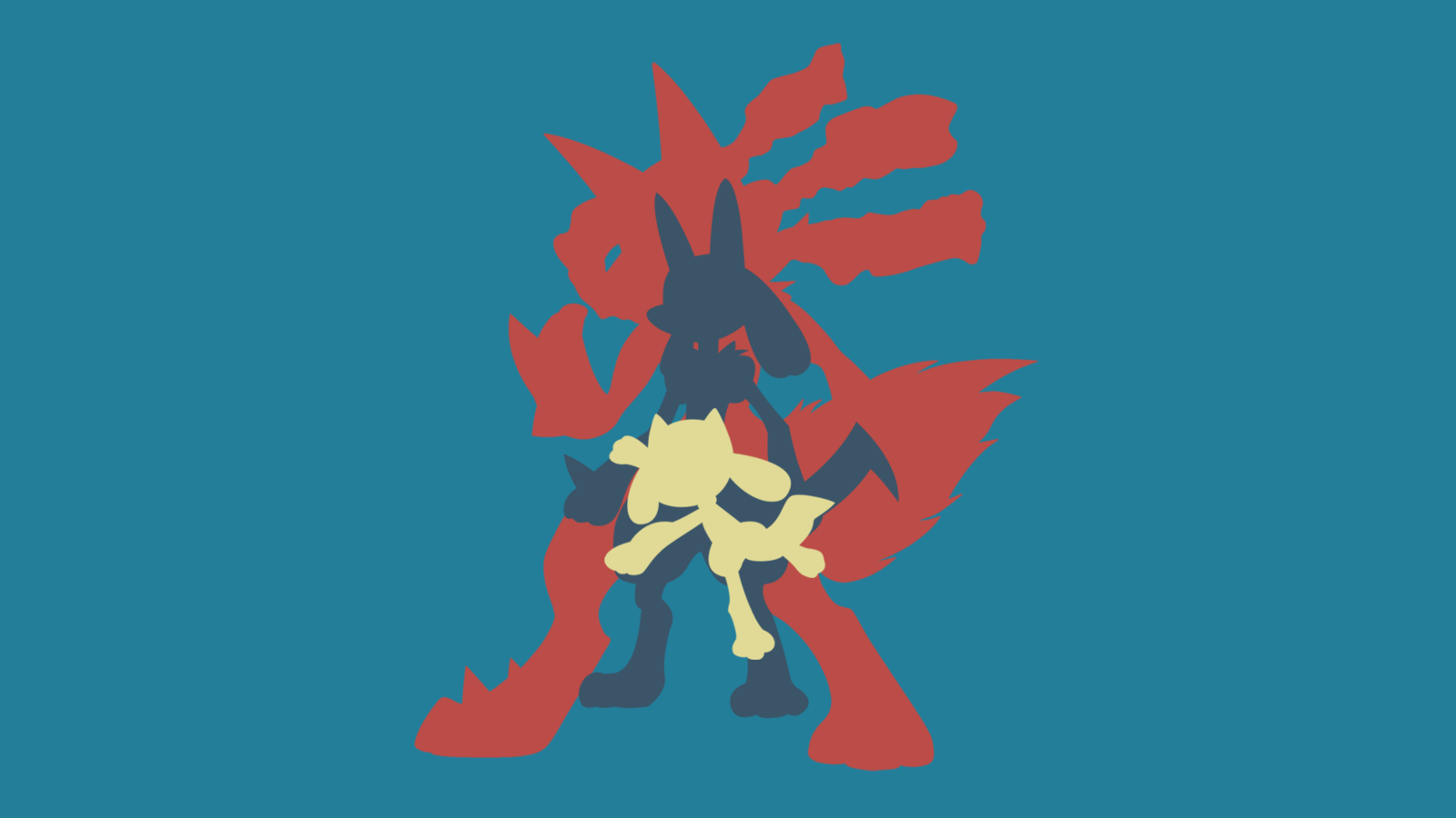 Riolu e Lucario silhouette, 1600x900 HD Ready, Laptop