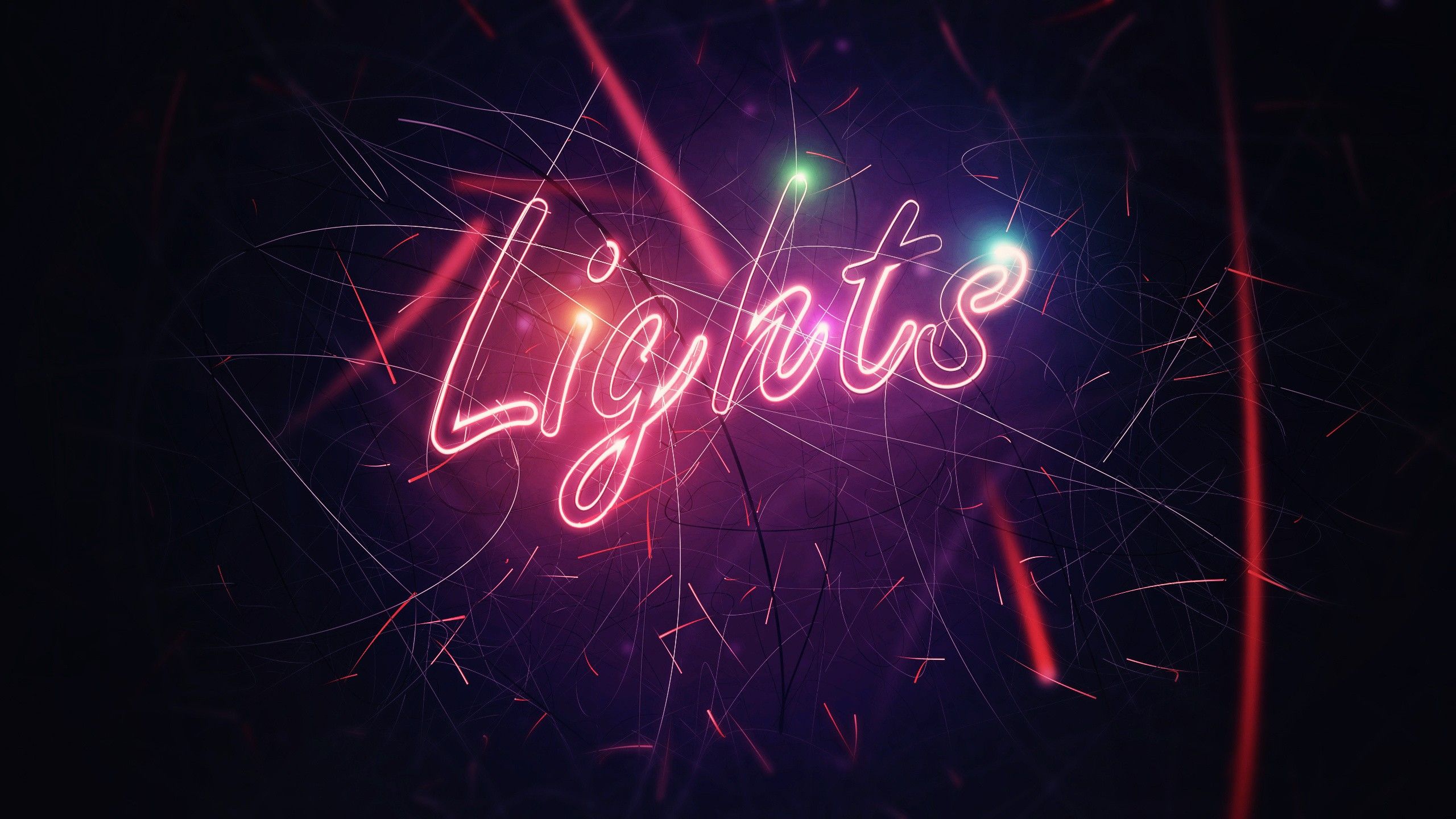 Scritta neon Lights scintille, 2560x1440 1440p, Desktop