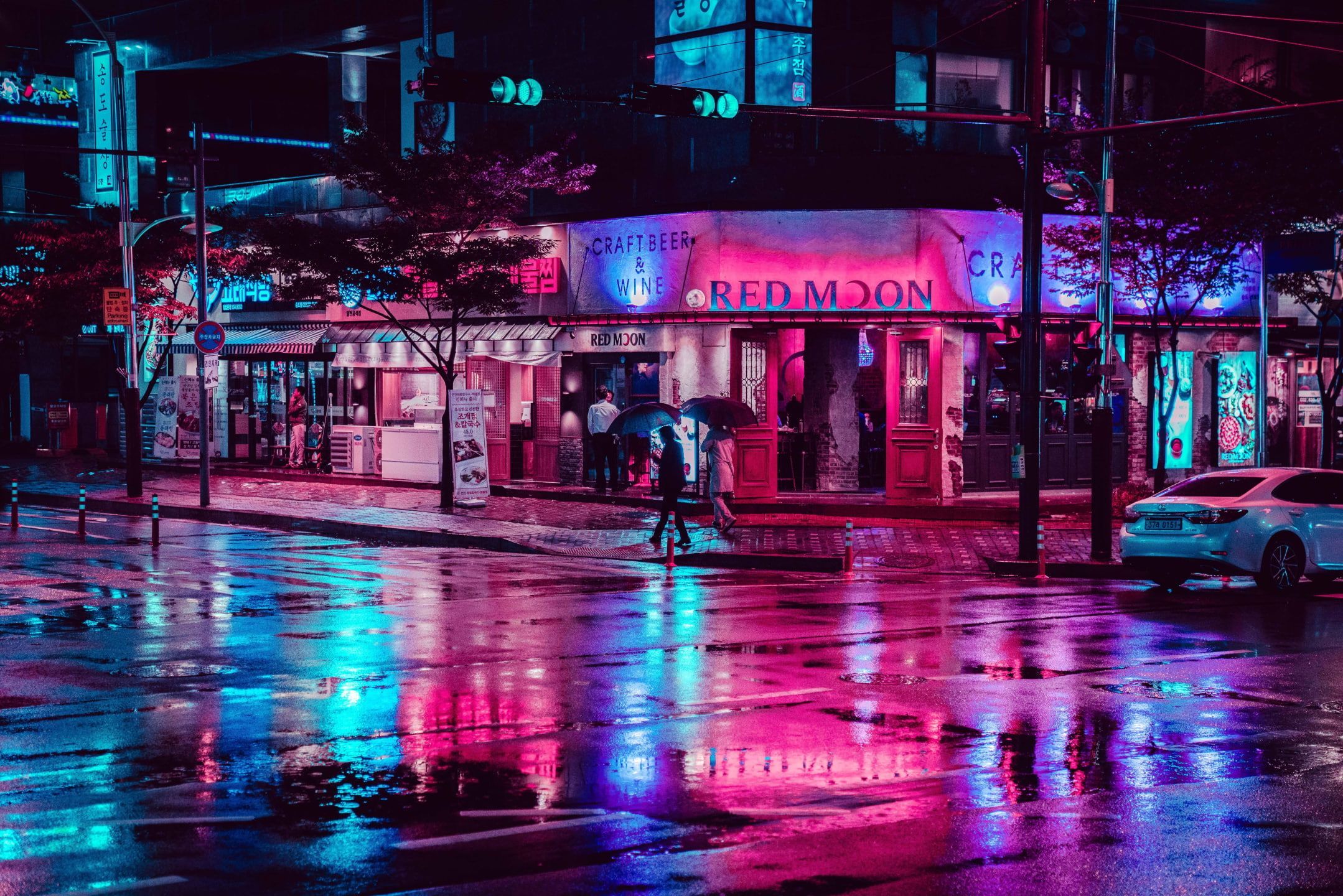 Strada urbana notturna neon, 2158x1440 2K, PC Desktop