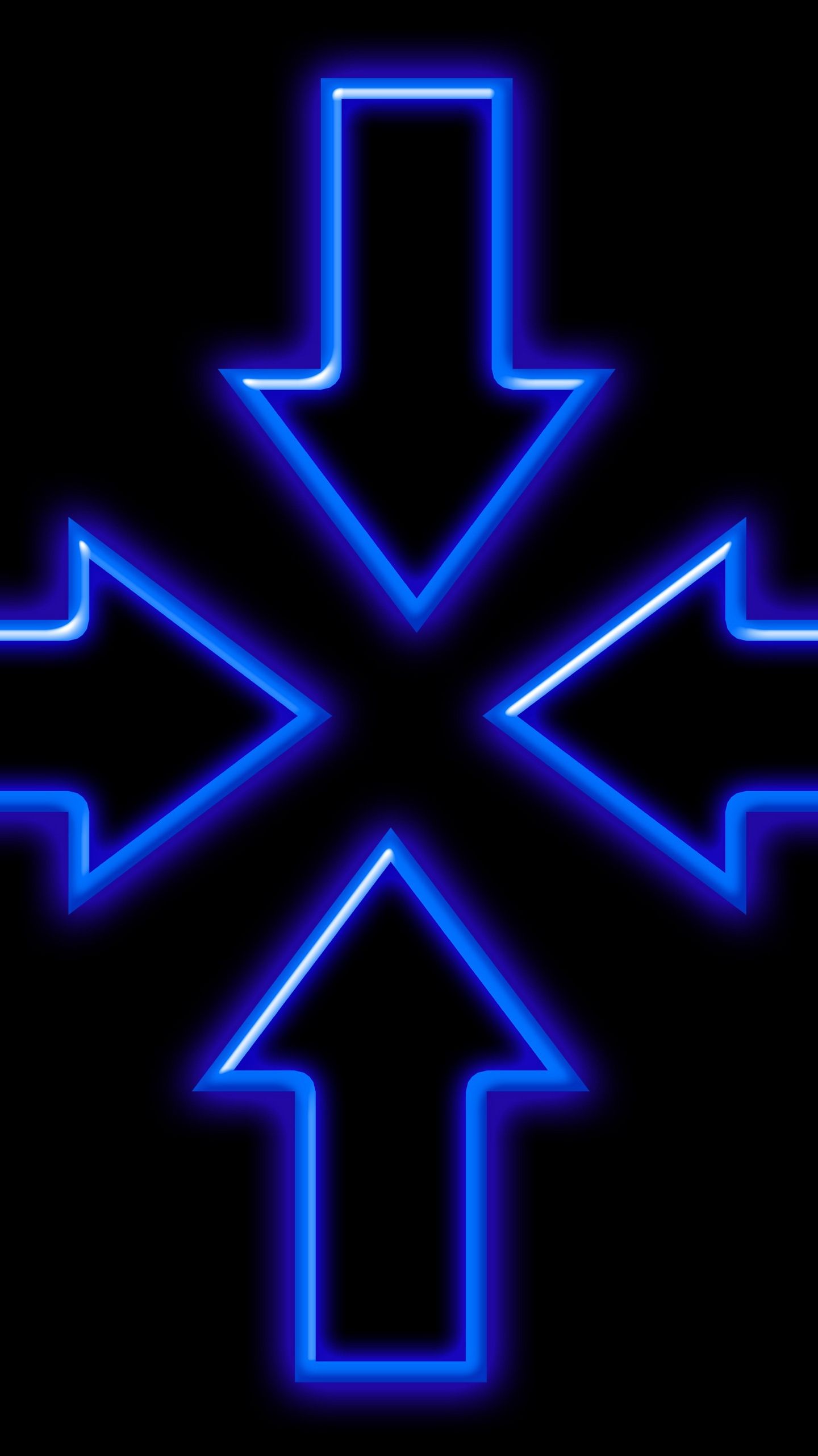 Frecce neon blu convergenti, 1440x2560 Full HD Verticale, Smartphone