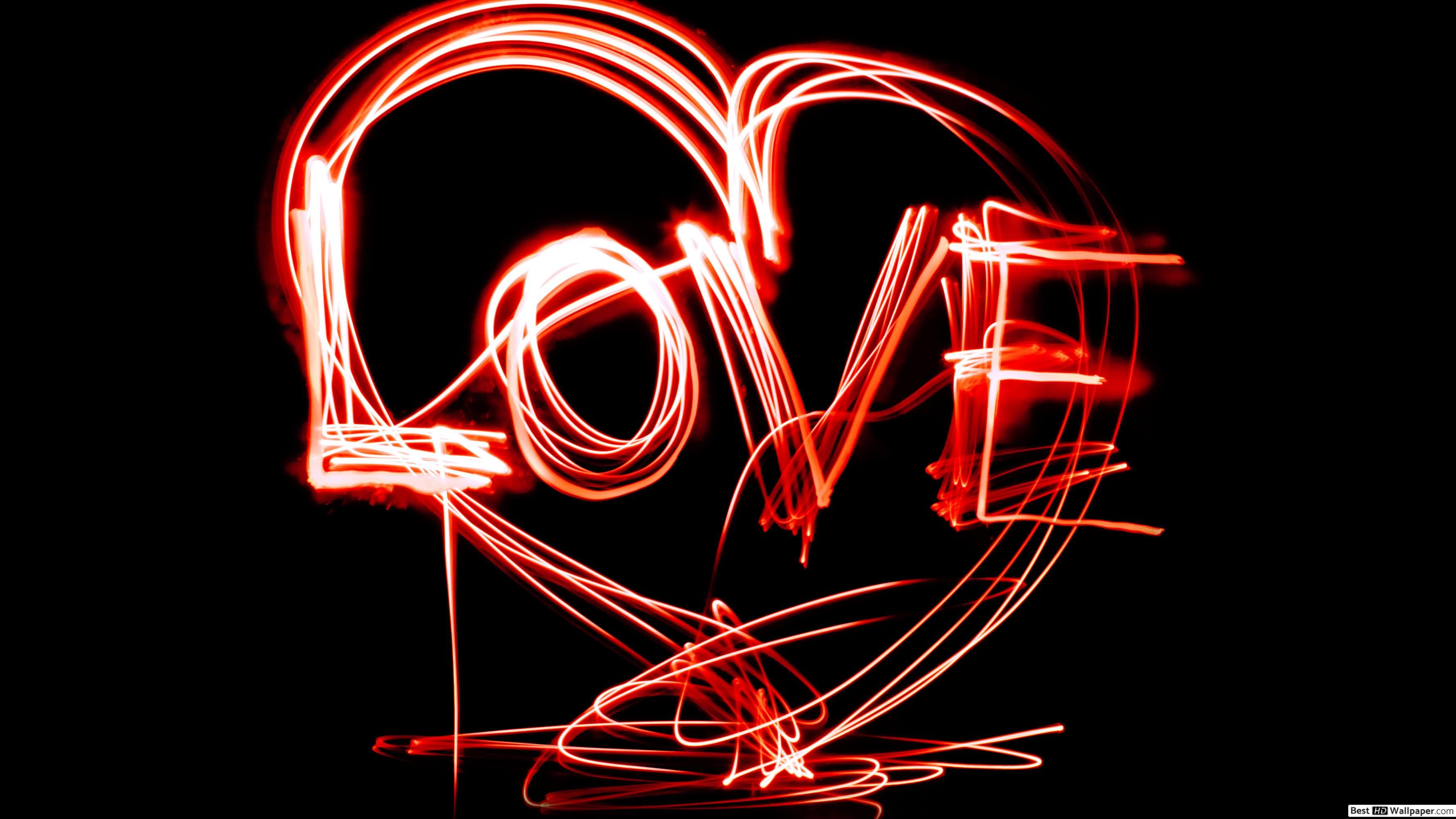 Scritta LOVE luci neon rosse, 3554x1999 WQXGA, PC