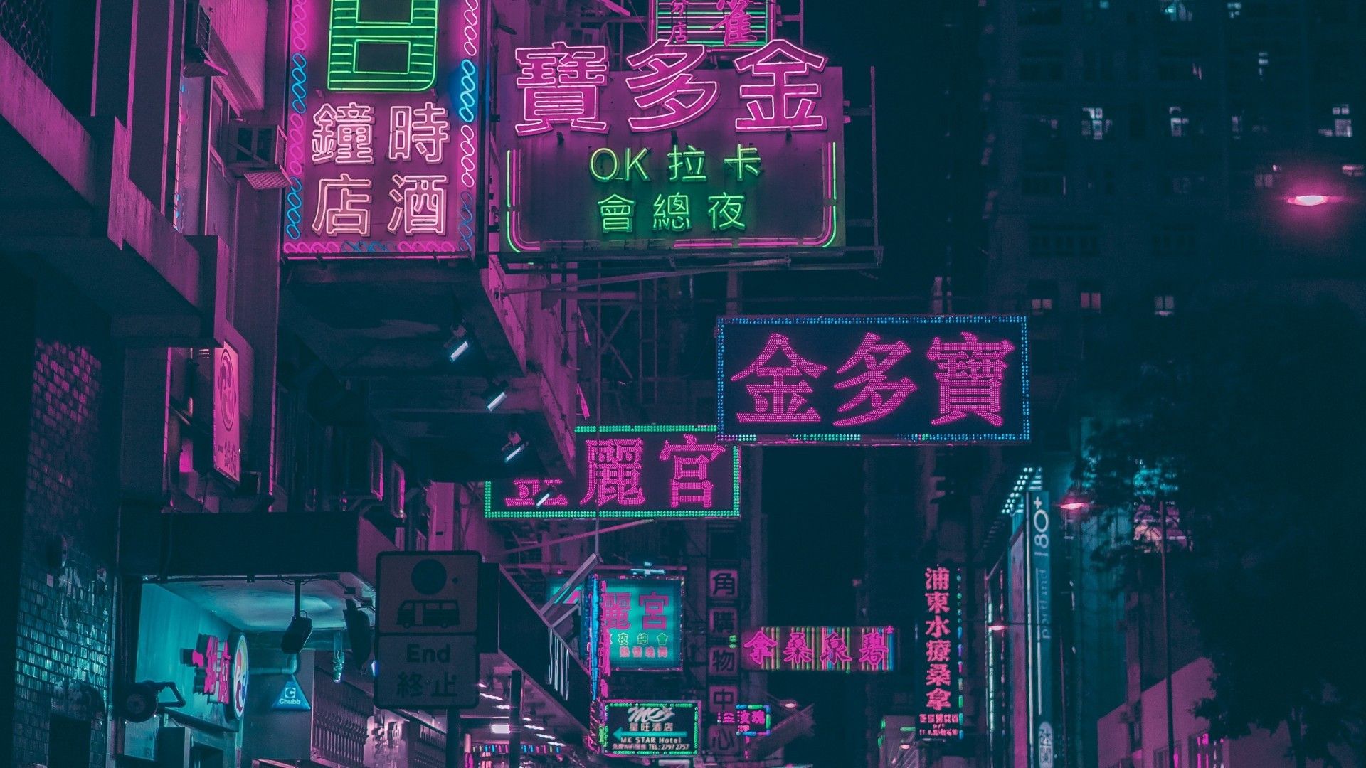 Insegne al neon Hong Kong notturna, 1920x1080 Full HD 1080p, PC