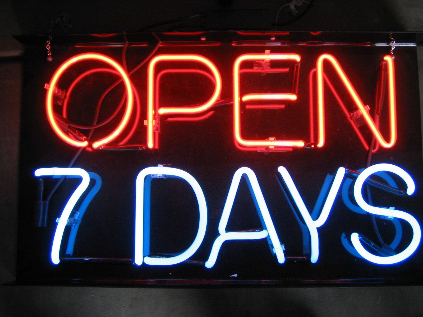 Insegna neon Open 7 Days, 1600x1200 HD, Desktop