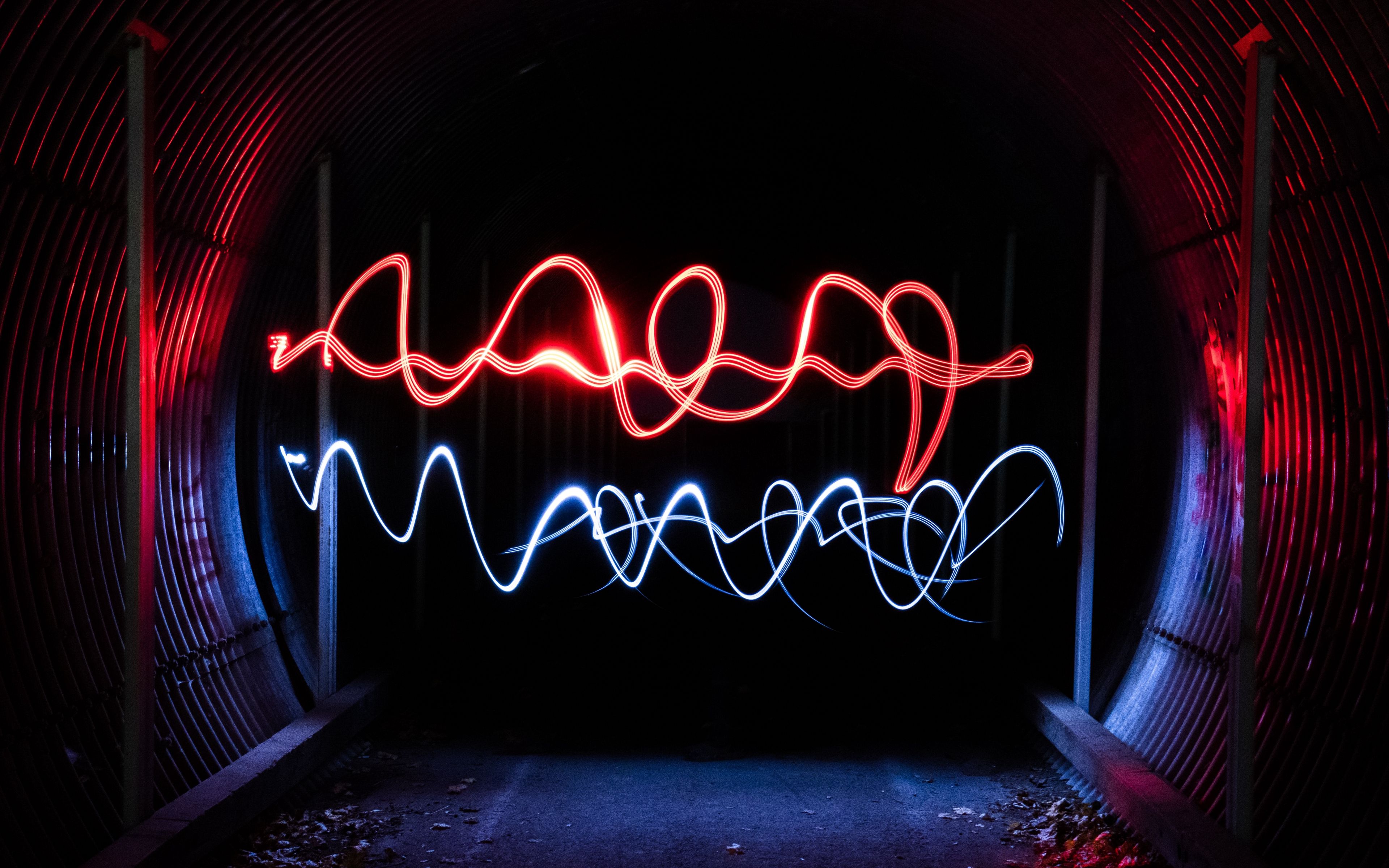 Luci al neon in tunnel, 3840x2400 UHD, Monitor 4K