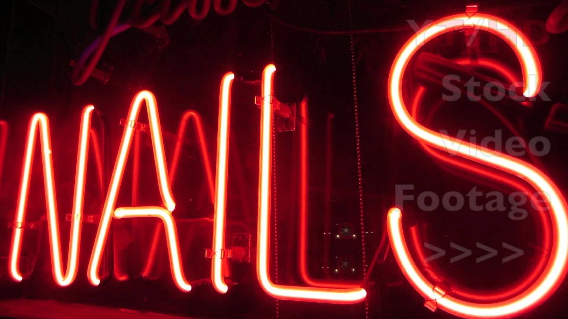 Insegna al neon NAILS rossa, 1920x1080 Full HD, Laptop