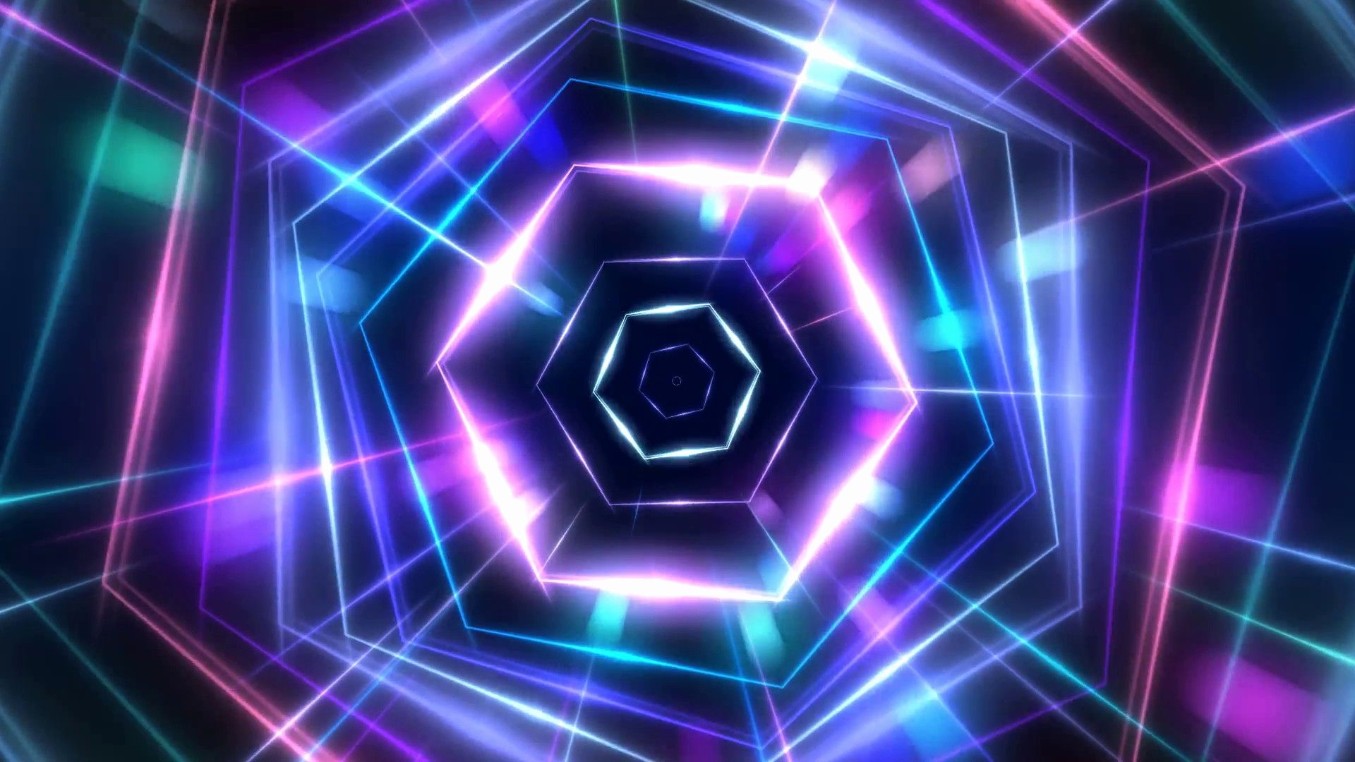 Tunnel esagonale luci neon, 1920x1080 1080p, Desktop