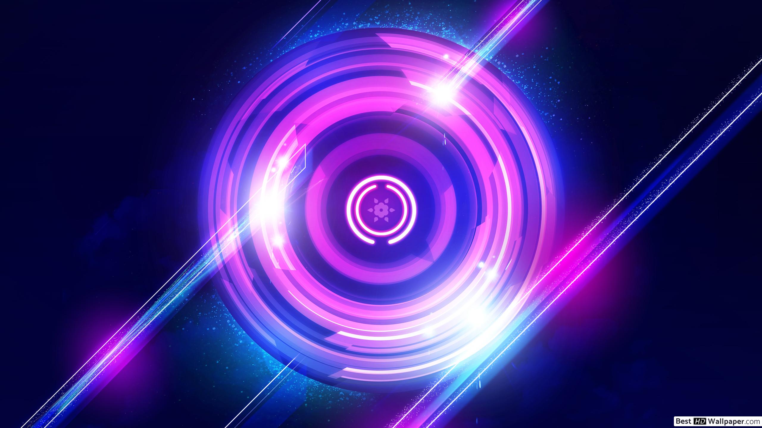 Cerchi luce neon viola, 2560x1440 QHD, Laptop