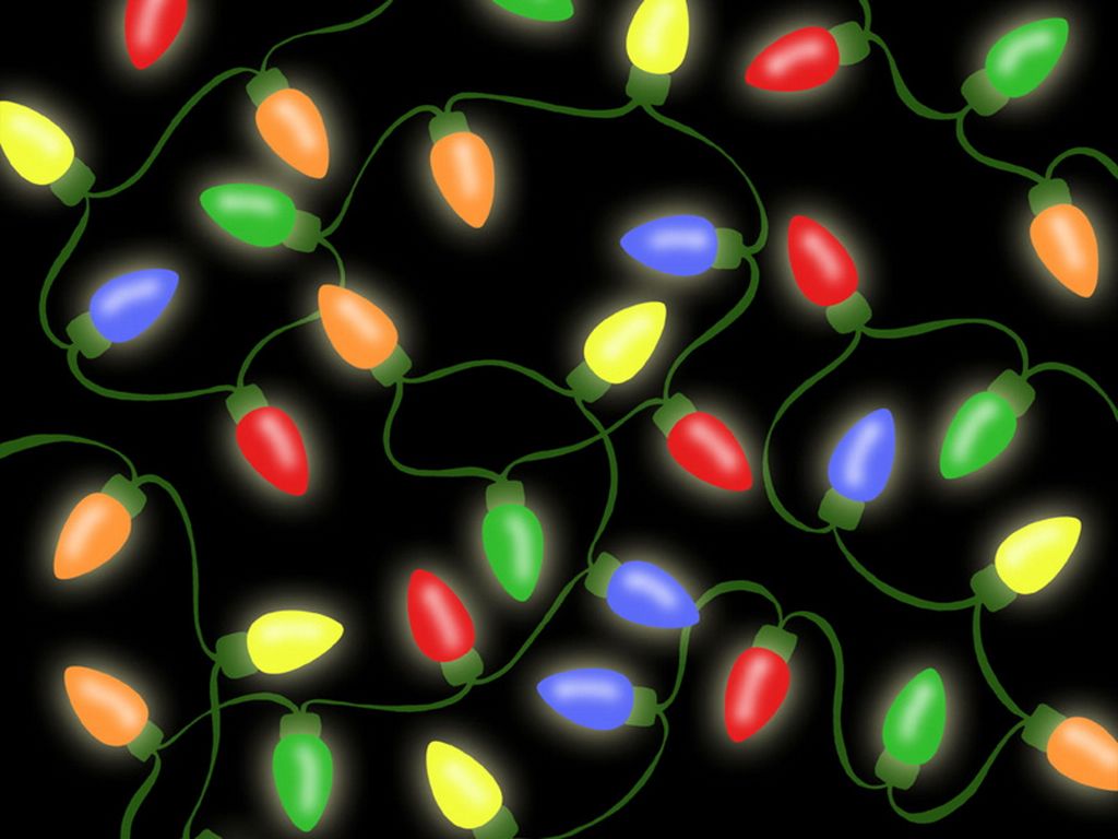 Luci natalizie colorate su nero, 1024x768 HD, Desktop