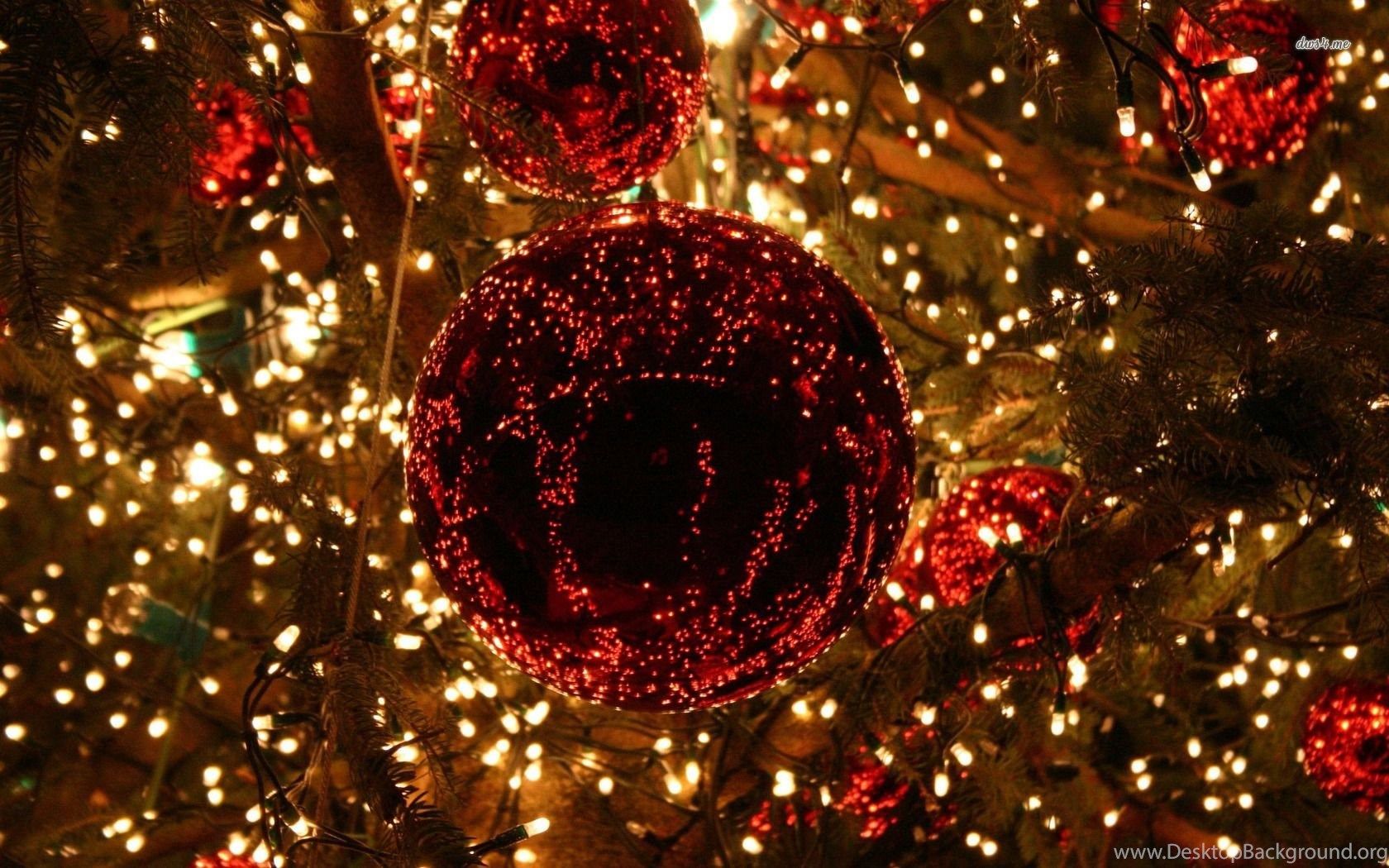 Palline rosse e luci natalizie, 1680x1050 900p, Desktop