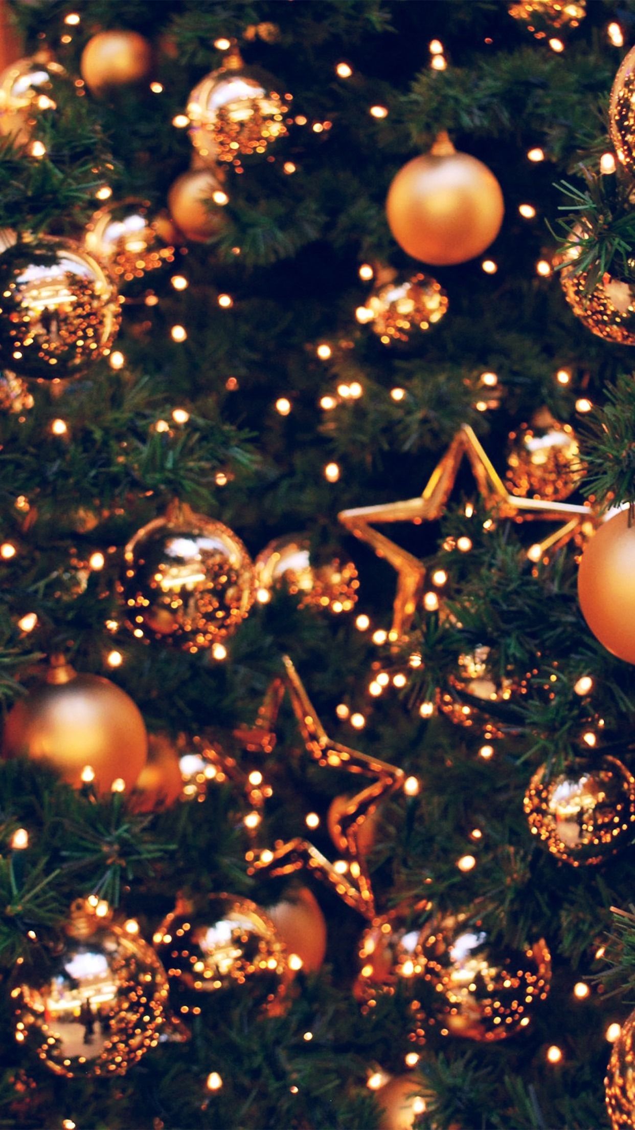 Albero di Natale con luci dorate, 1242x2208 Verticale, Mobile