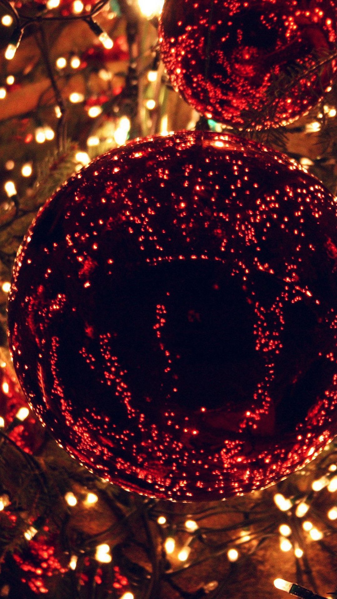 Palle di Natale rosse illuminate, 1080x1920 Verticale, Mobile