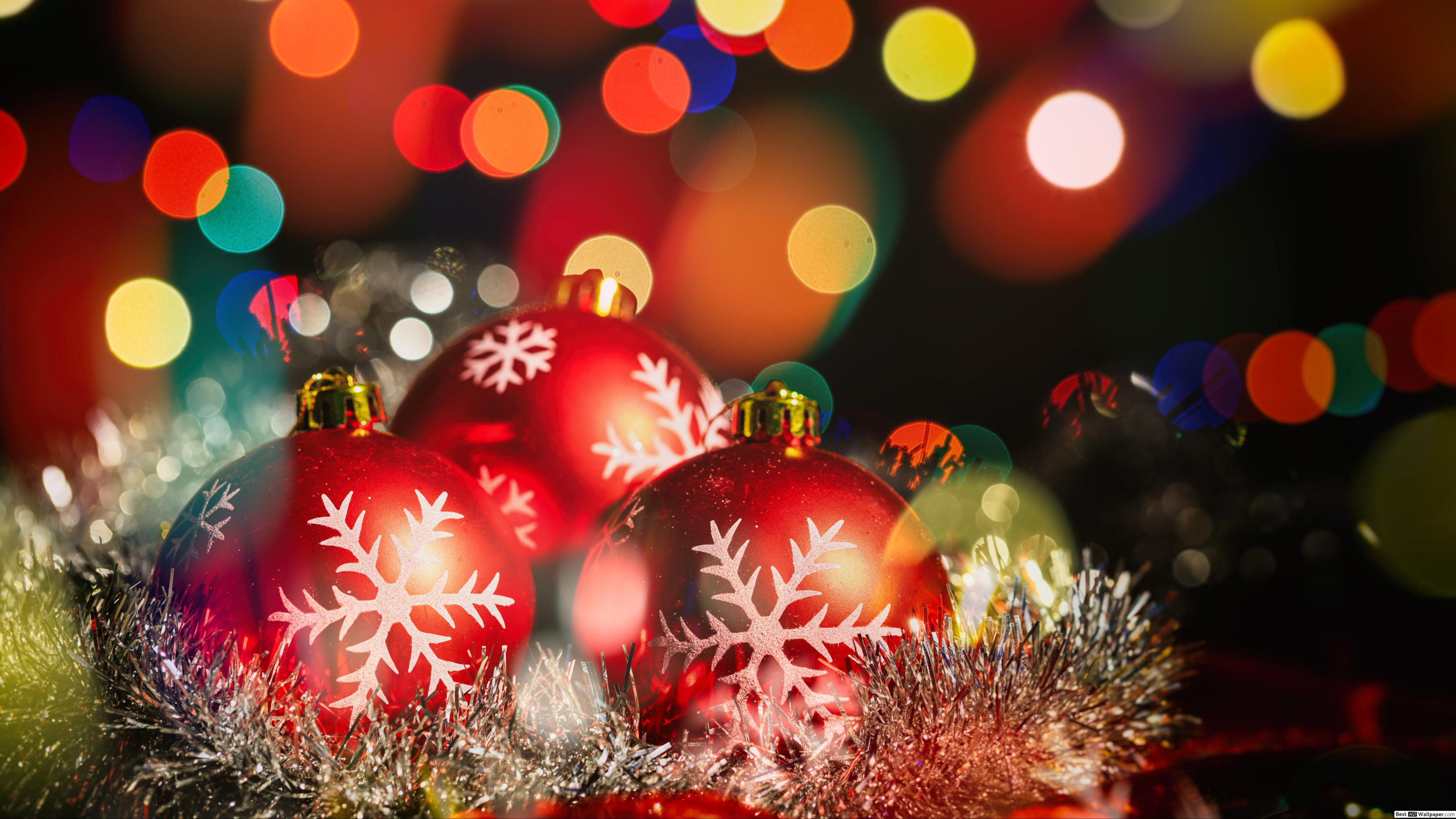 Palline natalizie rosse con bokeh, 3840x2160 Ultra HD, 4K TV
