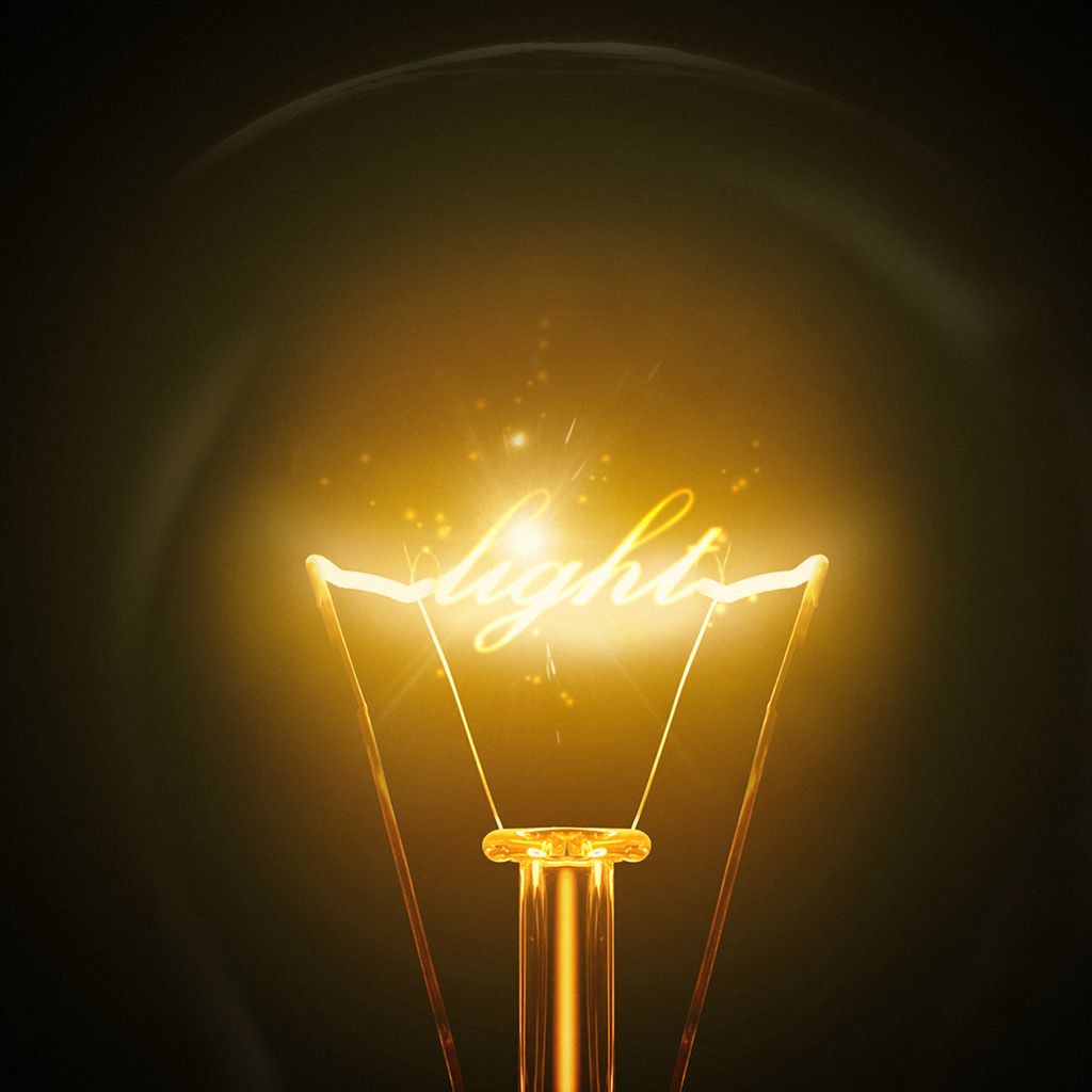 Lampadina accesa luce dorata, 1024x1024 HD, Desktop
