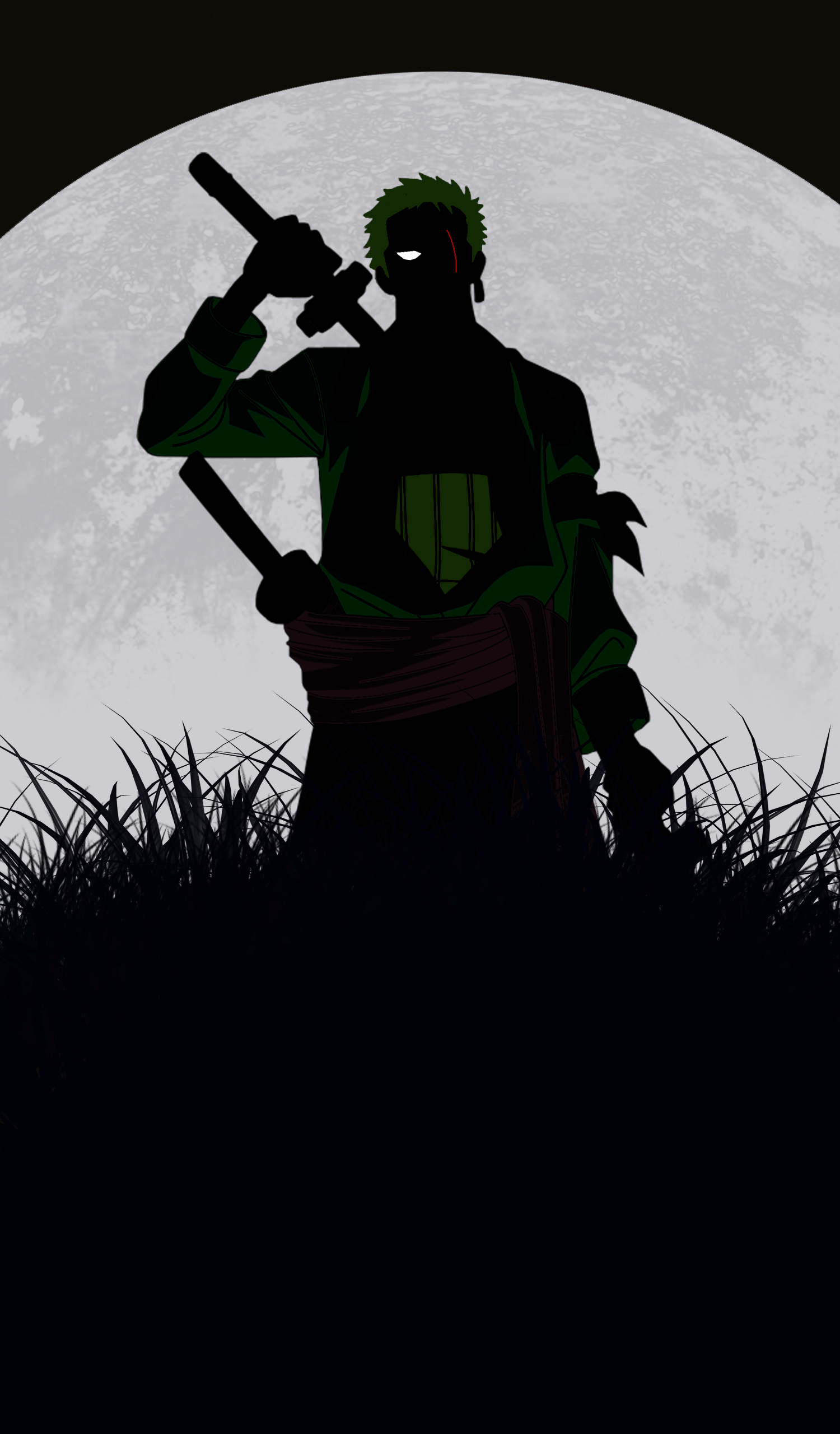 Zoro silhouette luna piena, spadaccino, 1500x2560 Full HD Verticale, iPhone