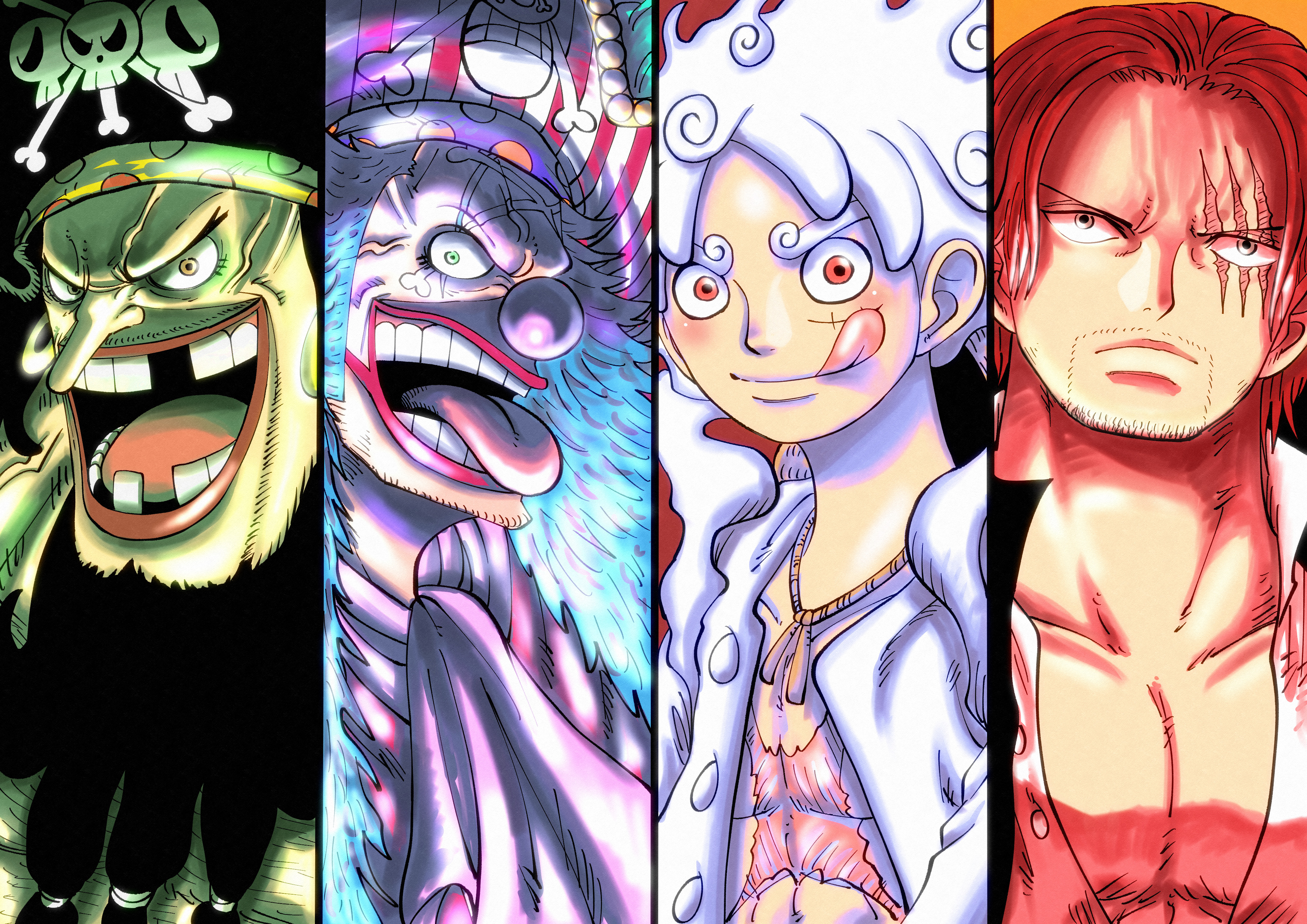 Luffy Gear 5 e personaggi One Piece, 4093x2894 4K Ultra HD, Monitor 4K