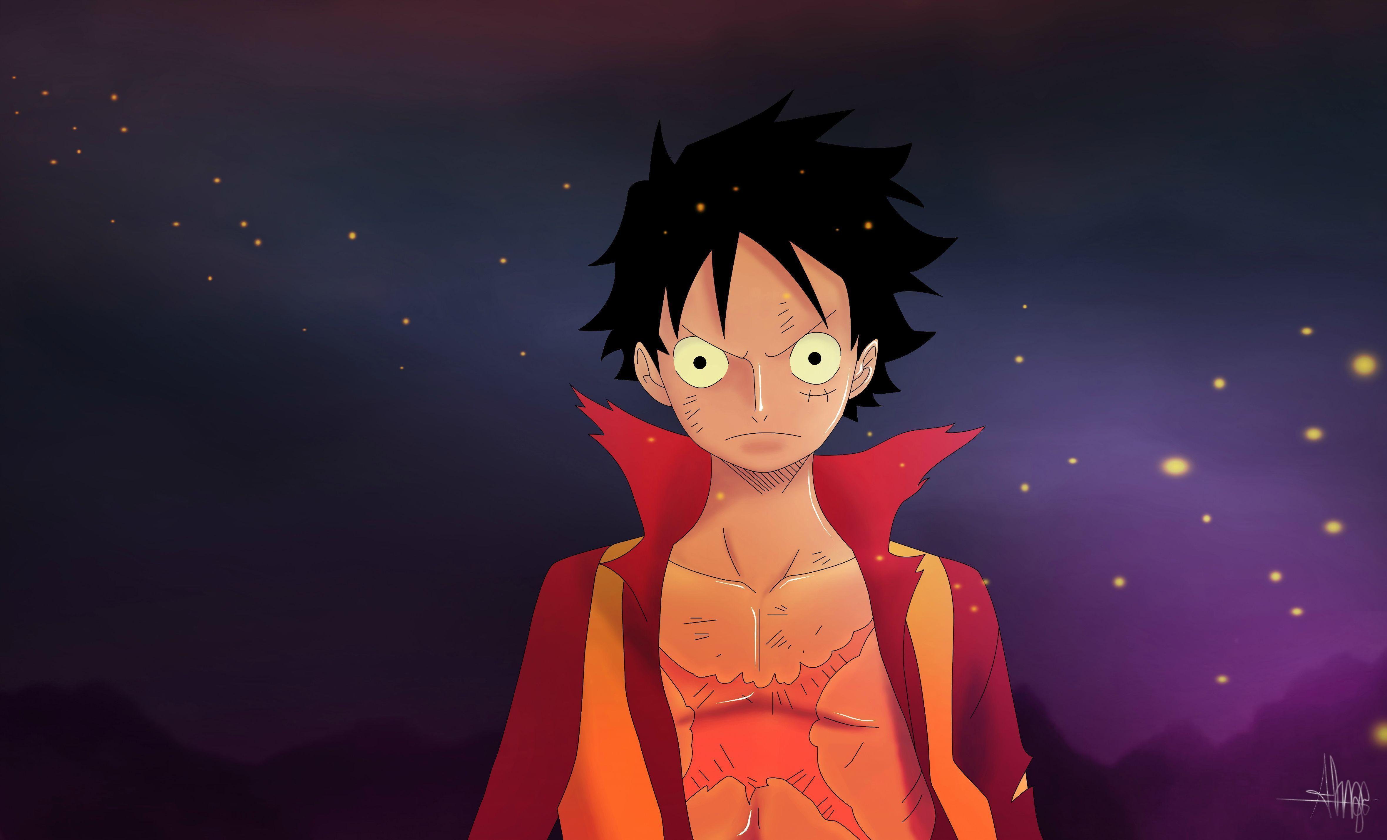 Luffy One Piece notte stellata, anime pirati, 4719x2859 4K Ultra HD, Monitor 4K
