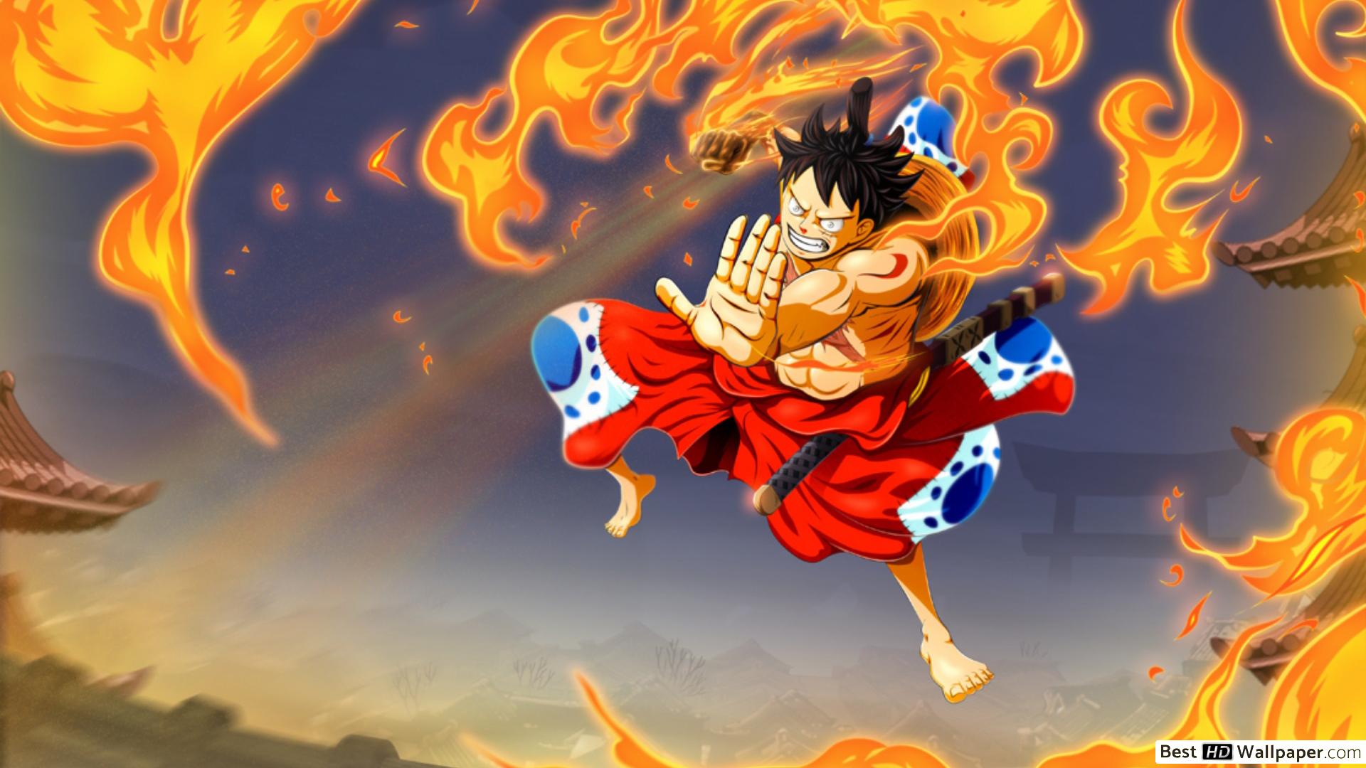 Monkey D. Luffy One Piece fiamme, 1920x1080 Full HD 1080p, PC Desktop