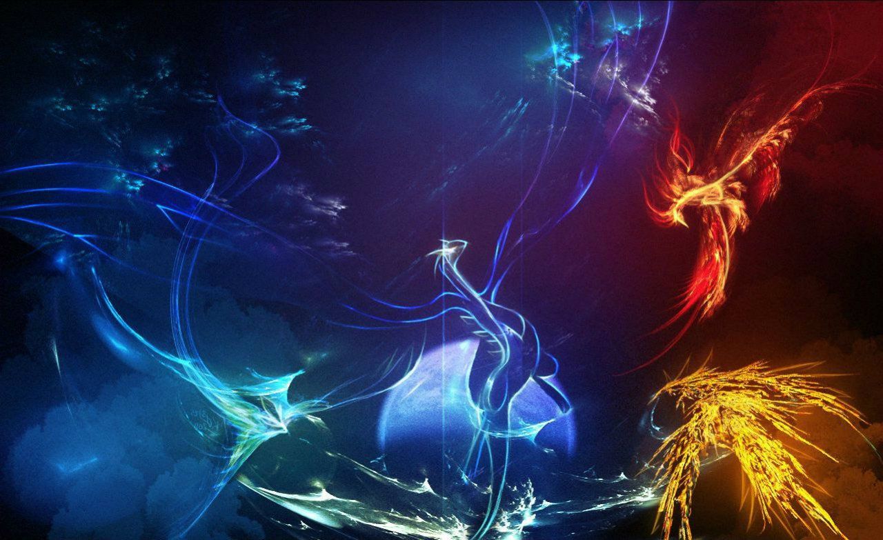 Lugia e Ho-oh astratti, 1280x783 HD, Desktop