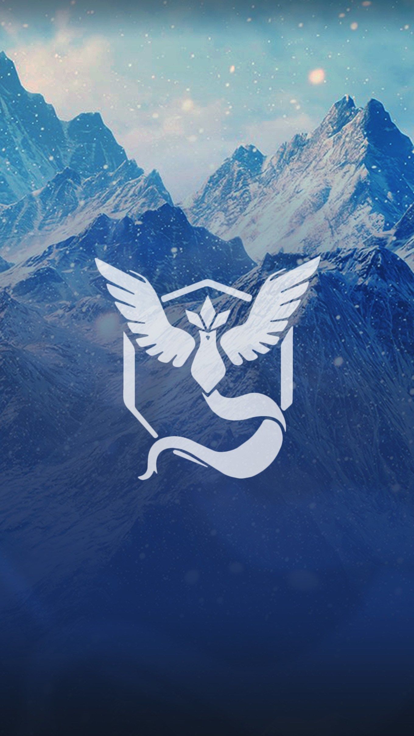 Logo Team Mystic, montagne innevate, 1360x2417 Full HD Verticale, Smartphone