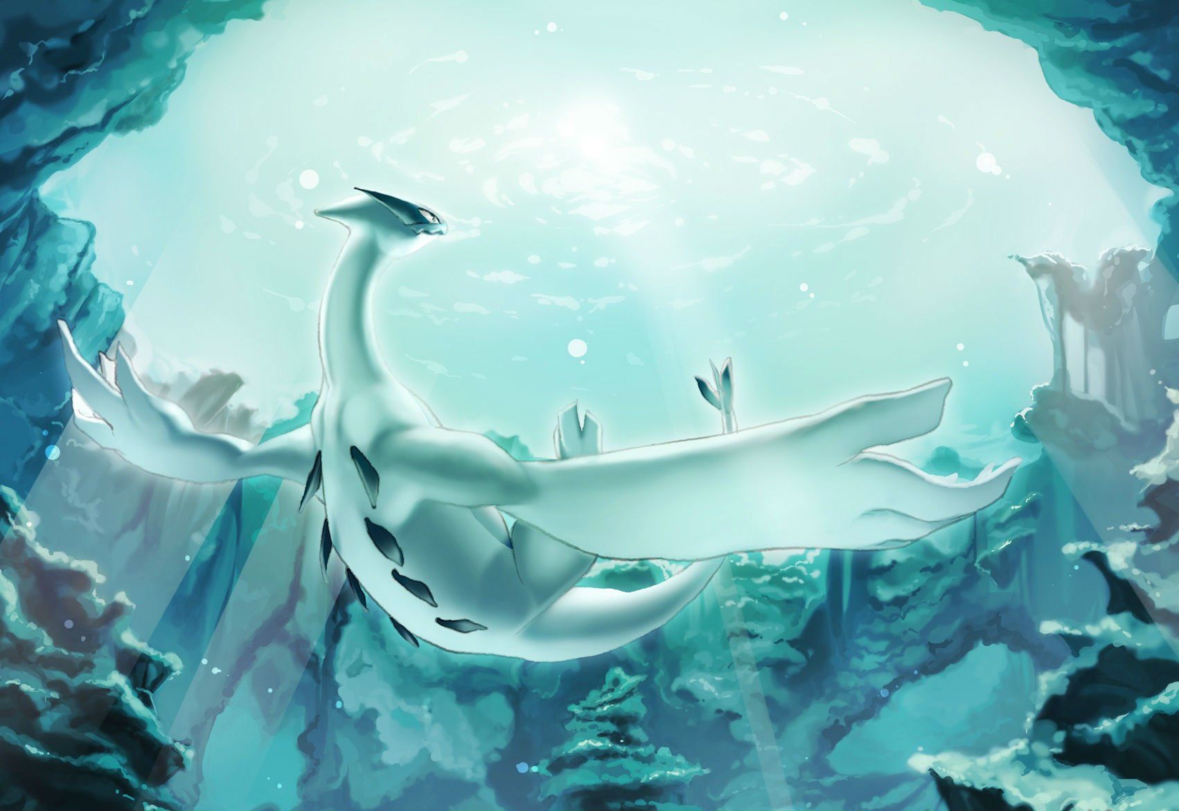 Lugia Pokémon in caverna acquatica, 1702x1171 HD, PC