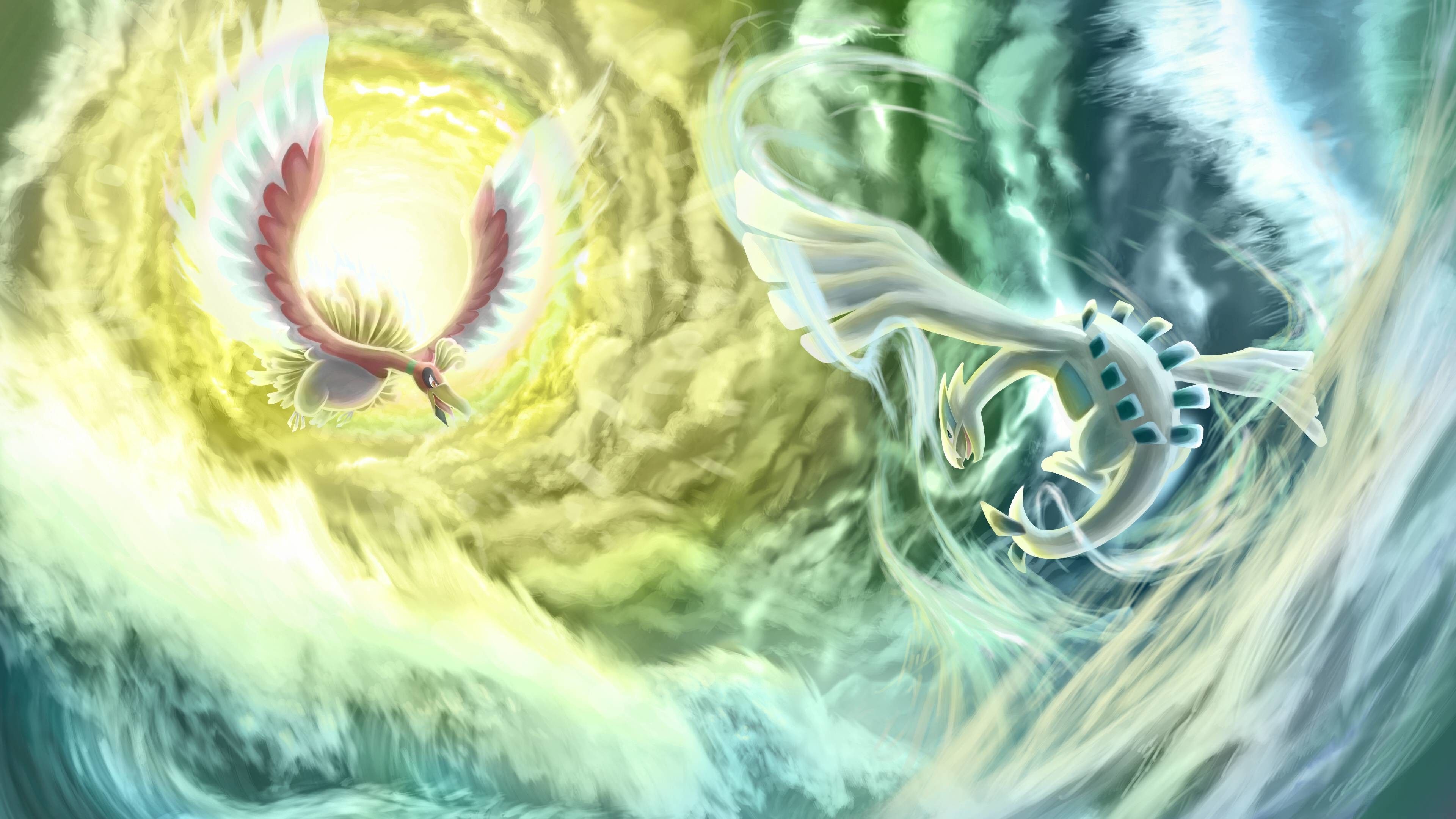 Lugia e Ho-Oh Pokemon, creature tascabili, 3840x2160 4K Ultra HD, Monitor 4K