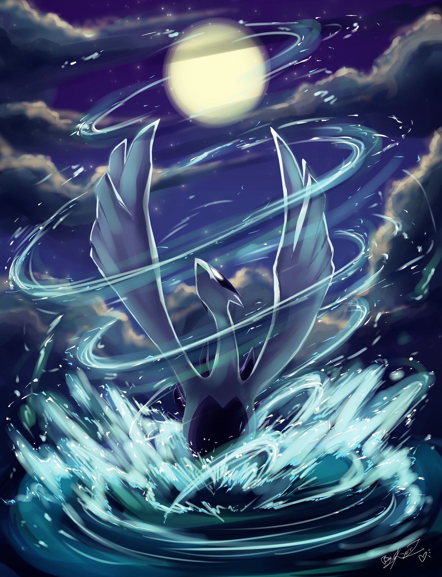 Lugia Pokemon acqua notte, Nintendo, 1747x2280 Verticale, Mobile