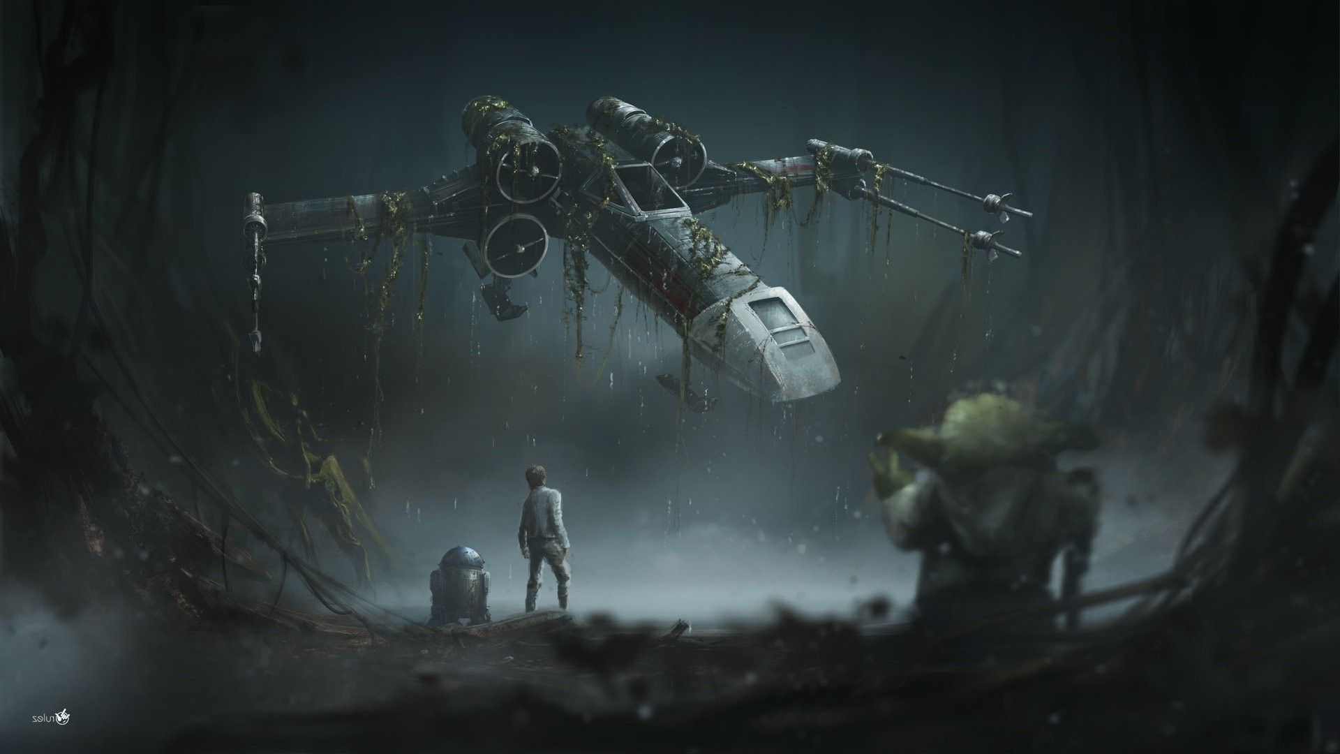 X-wing sommerso Star Wars, saga fantascientifica, 1920x1080 Full HD, Desktop
