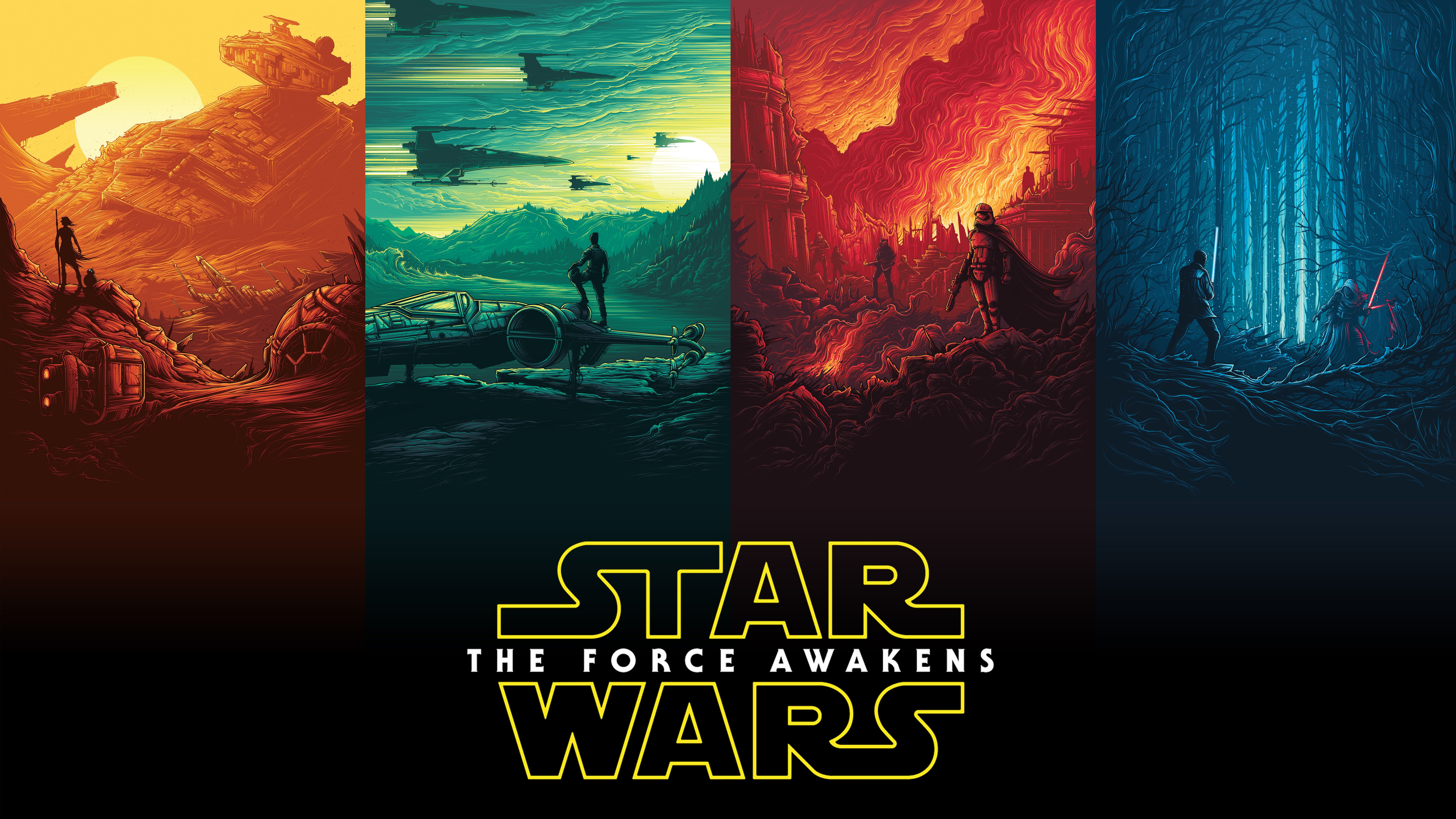 Star Wars The Force Awakens poster, Jedi, 7680x4320 Ultra HD, 4K TV