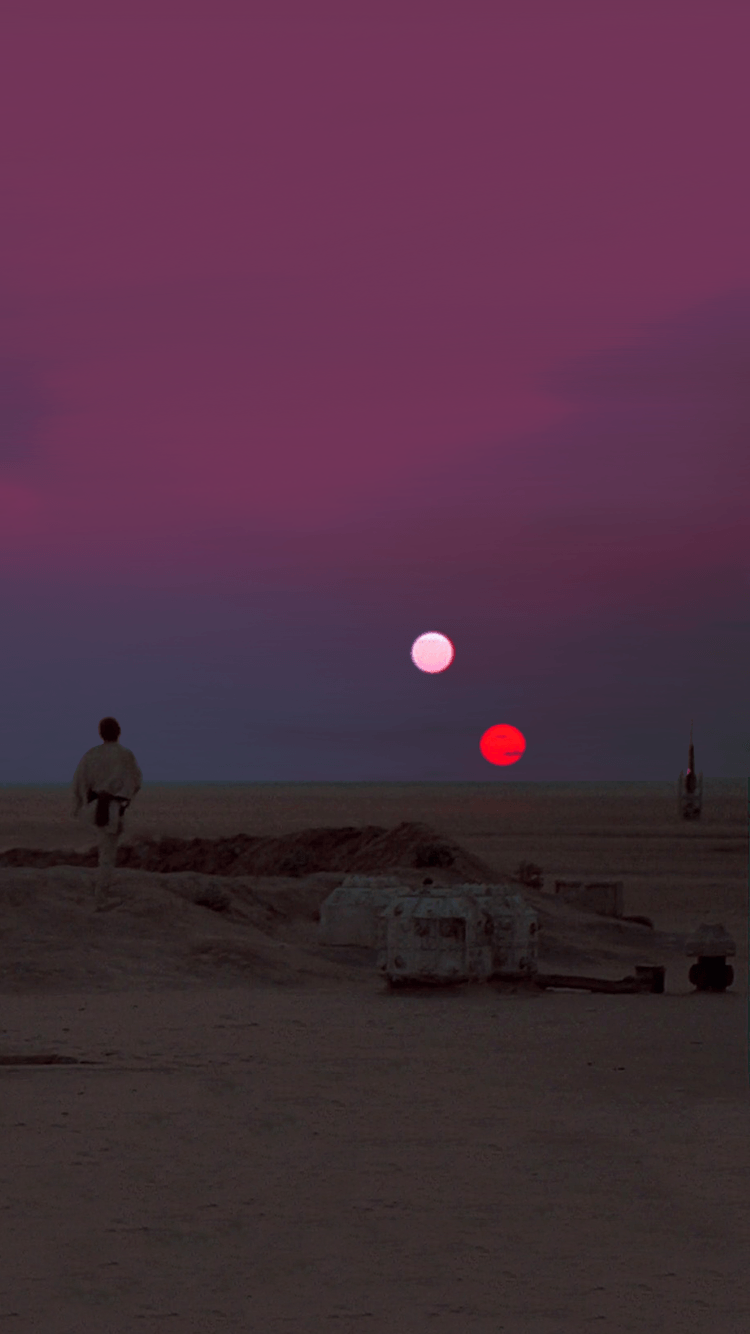 Luke Skywalker doppio tramonto Tatooine, 750x1334 Full HD Verticale, iPhone