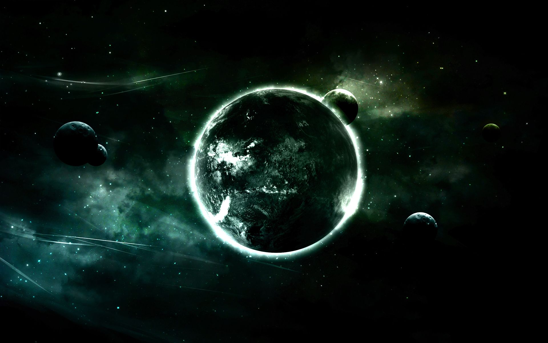 Pianeti nello spazio con bagliore, 1920x1200 Full HD+, Desktop